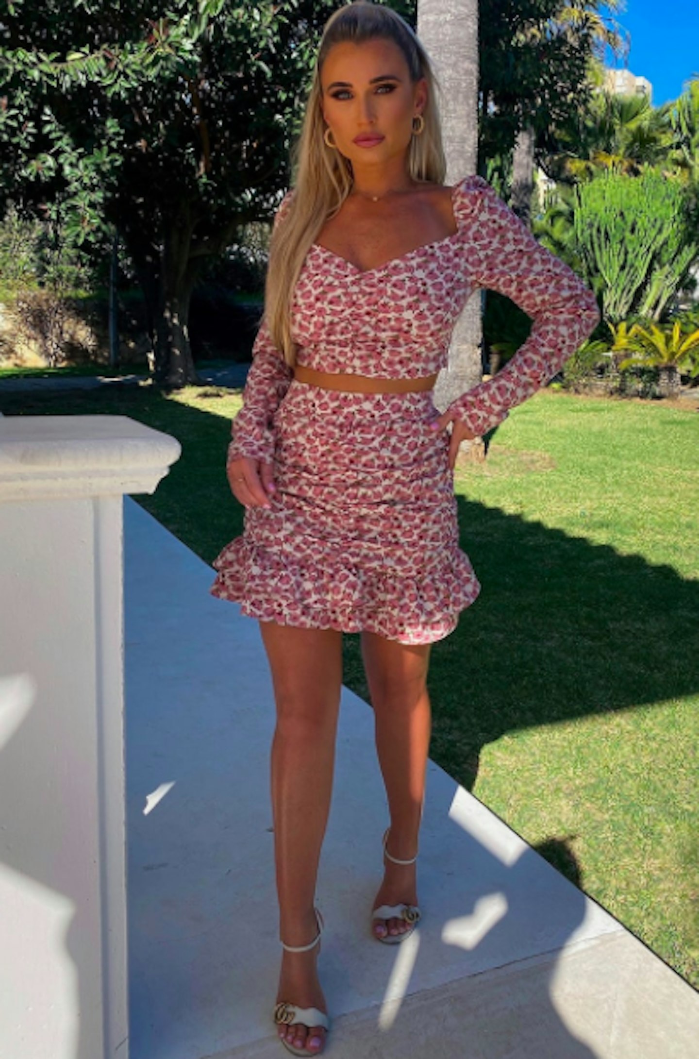 Billie Faiers Pink Floral Print Co-Ord Frill Mini Skirt