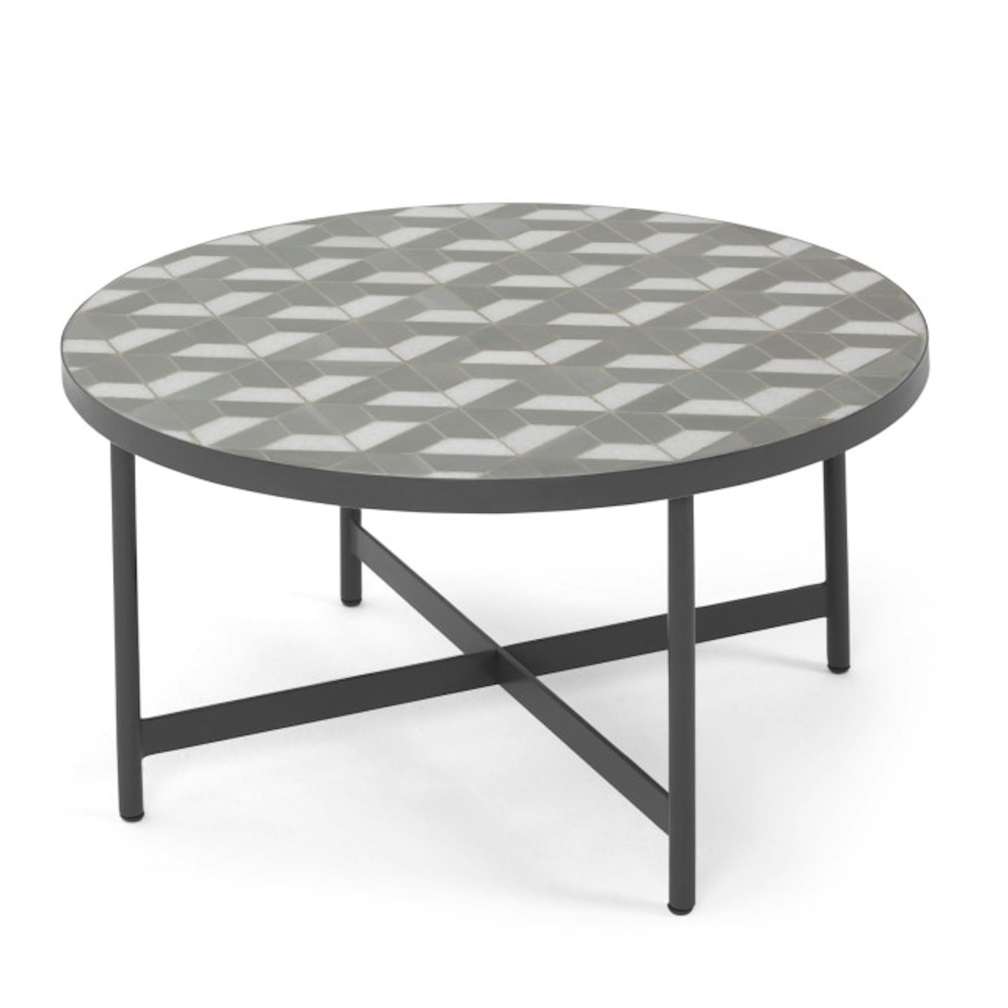 Indra Garden Coffee Table, Grey and White Marble