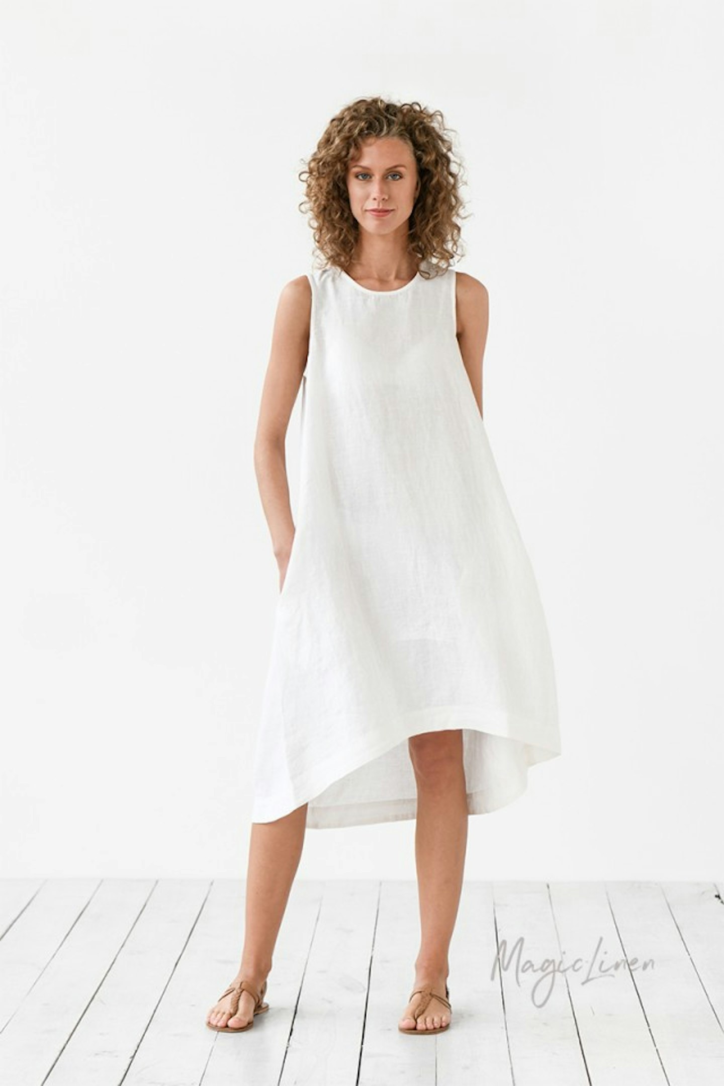 Magic Linen Asymmetric Linen Dress Toscana Meghan Markle 