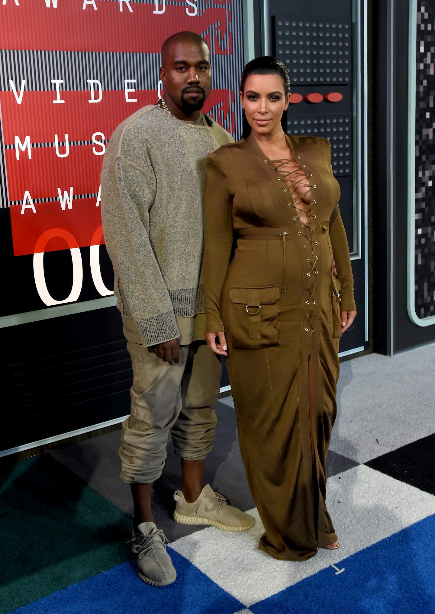 Kim Kardashian and Kayne West at the MTV Awards in 2015