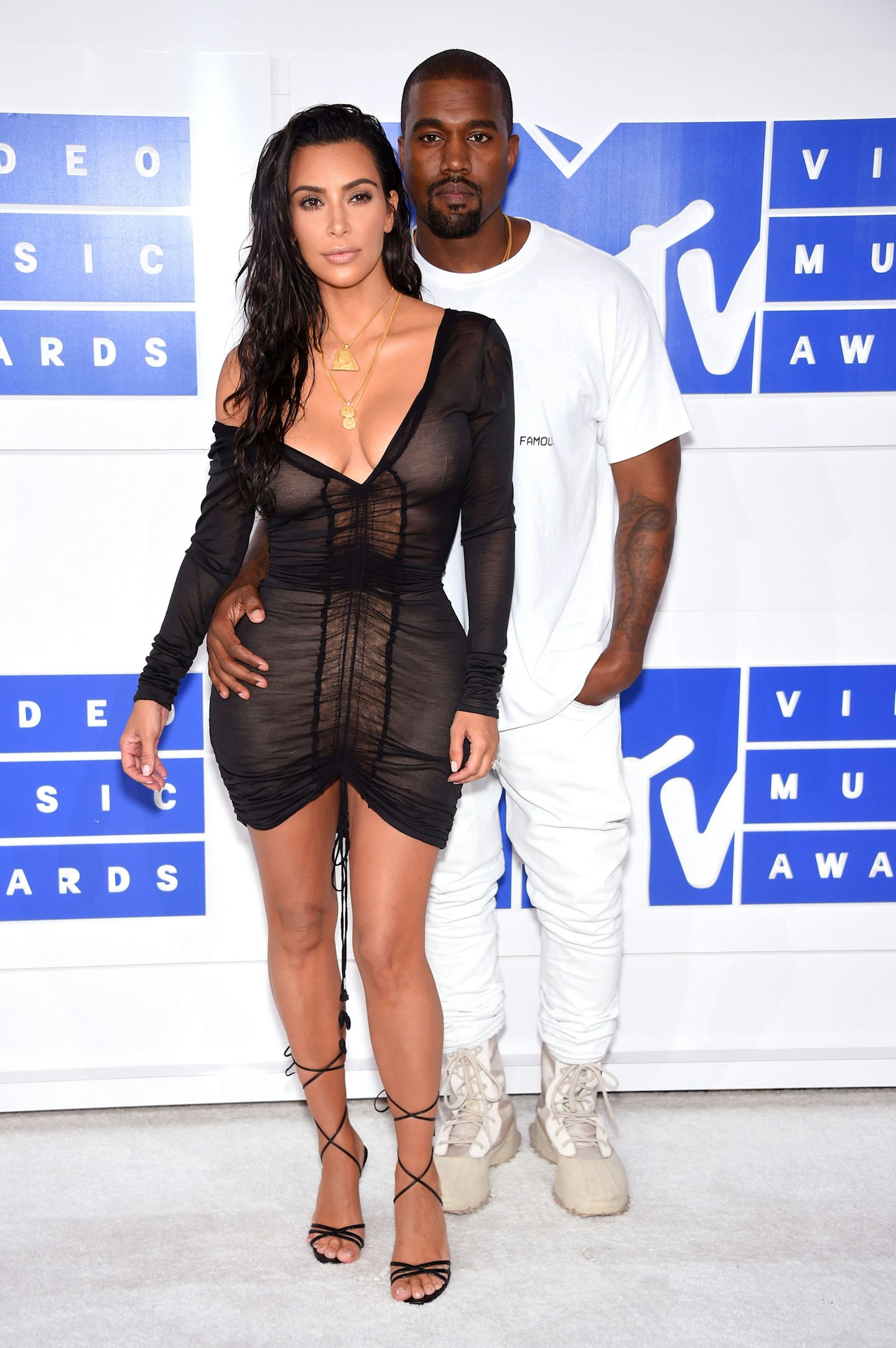 Kim Kardashian and Kayne West at the MTV Awards in 2016