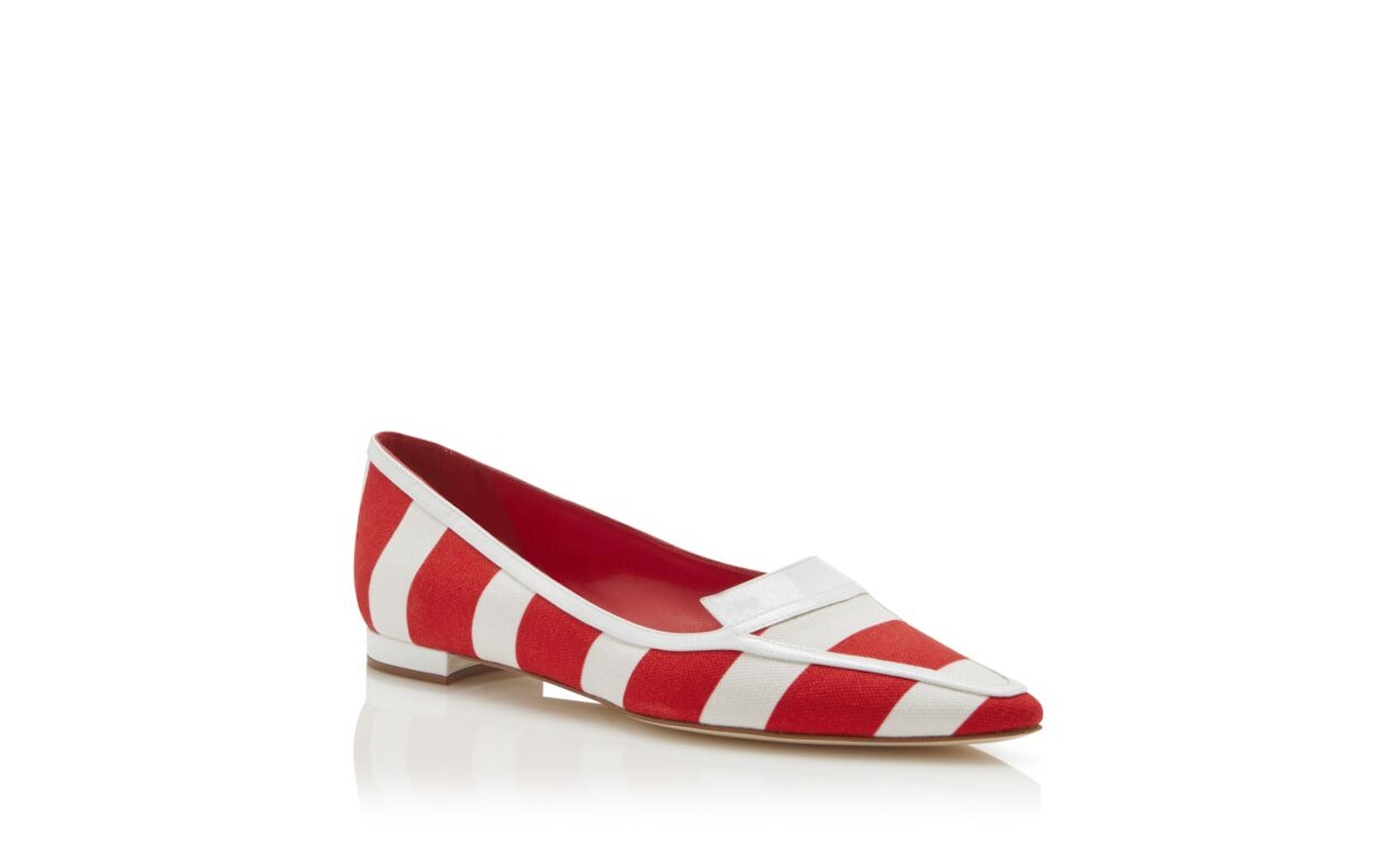 Red and White Striped Cotton Flat Shoes, WERE £595 NOW £357