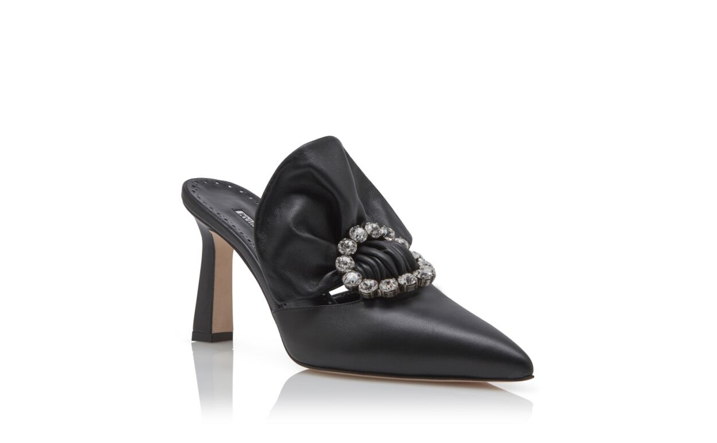 Black Nappa Leather Crystal Buckle Mules, WERE £795 NOW £398
