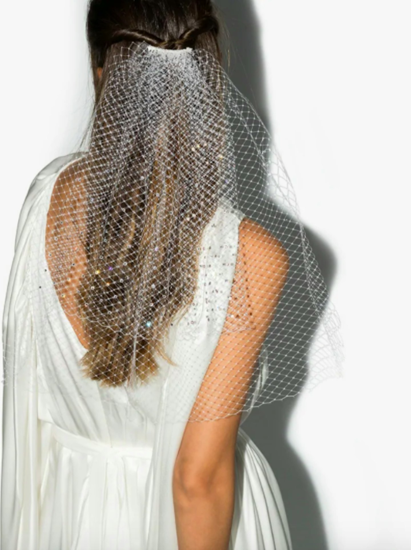 Gigi Burris Millinery, White Long Crystal Embellished Veil Haircomb, £325 at Browns