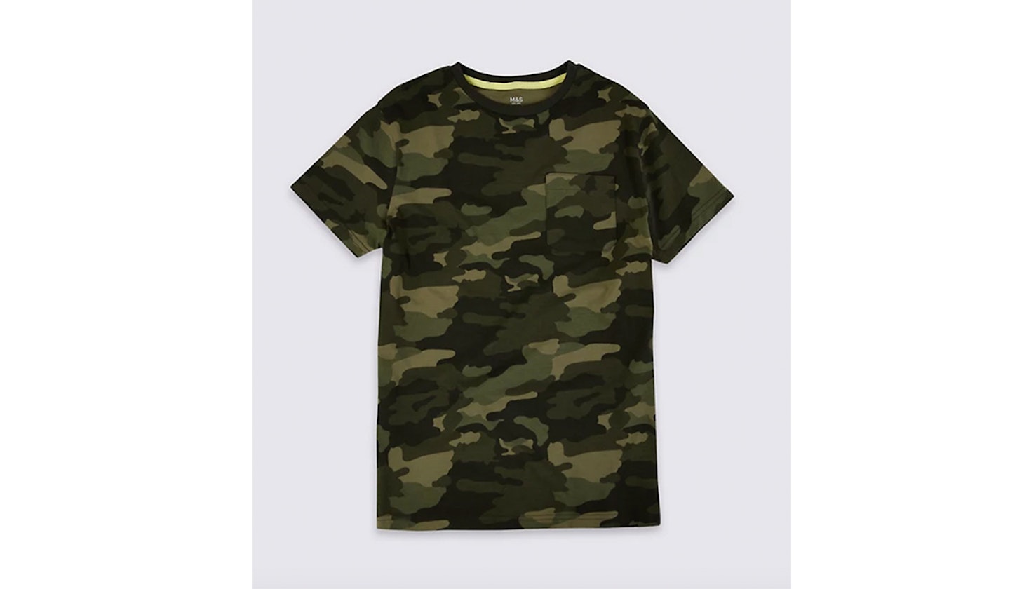 Pure Cotton Camo Print T-Shirt (3-16 Yrs)