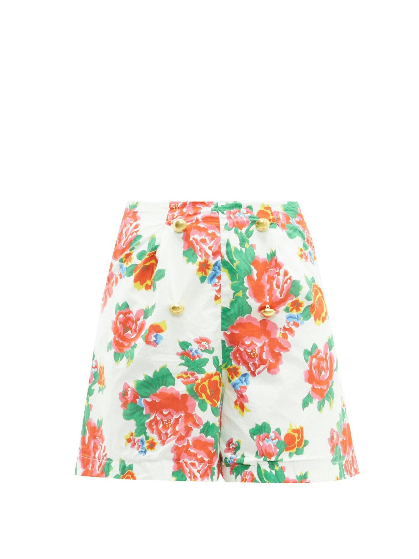 Rhode, Reese High-Rise Floral-Print Cotton-Voile Shorts, Was £154, Now £46