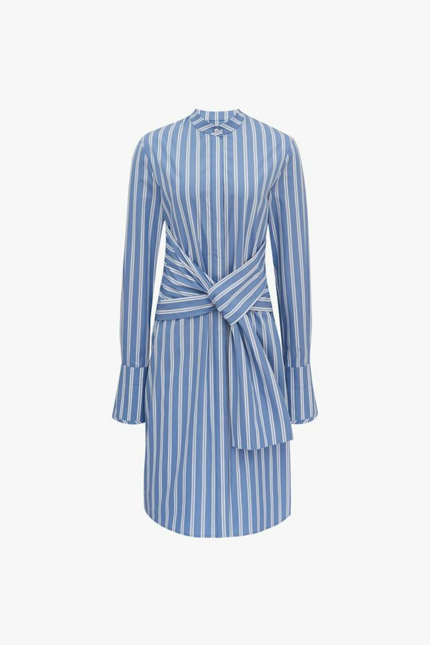 Victoria Victoria Beckham, Tie-Waist Shirt Dress In Blue Stripe, Was £290, Now £145