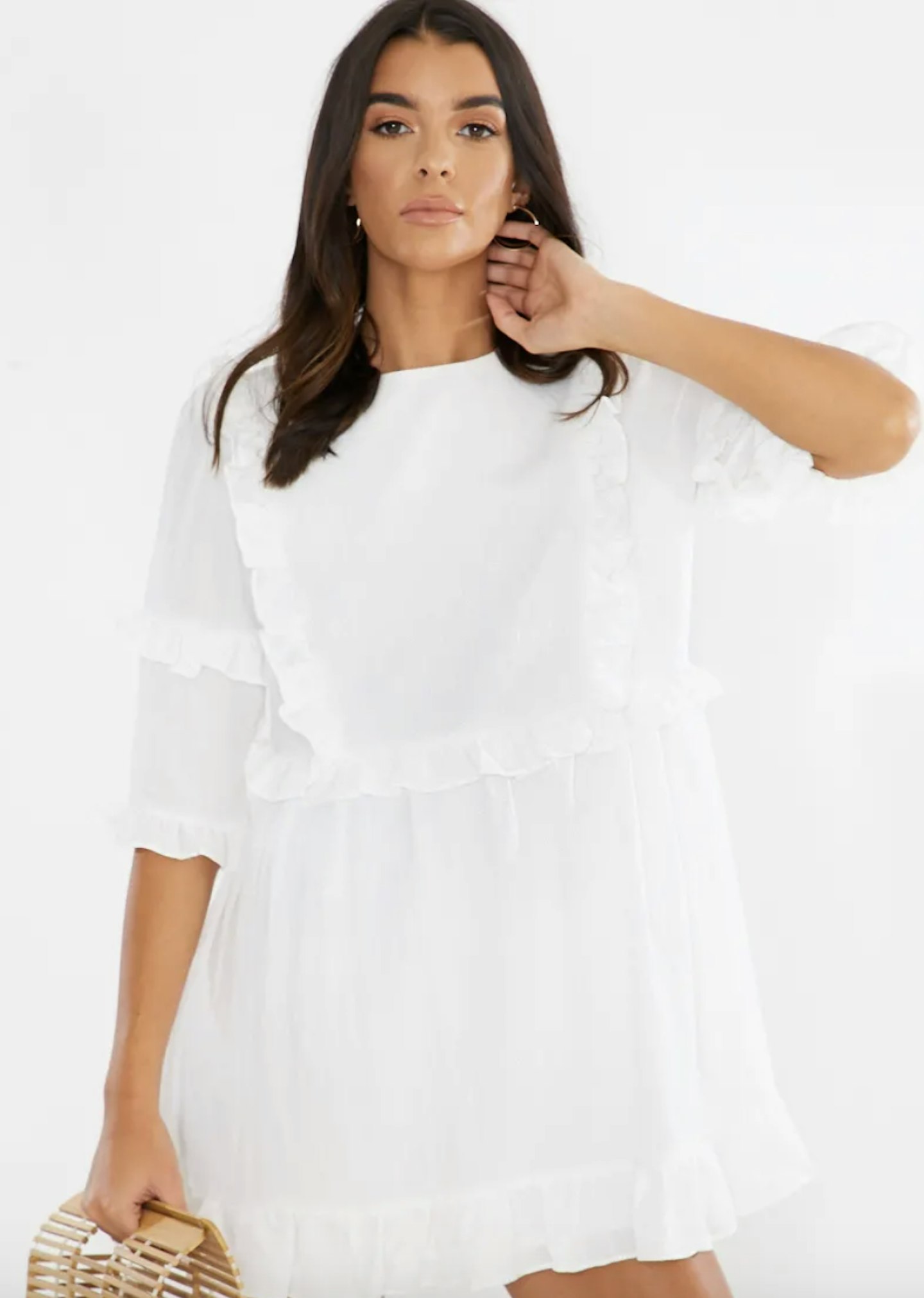 Lorna Luxe Girl's Girl Ruffle Dress in White
