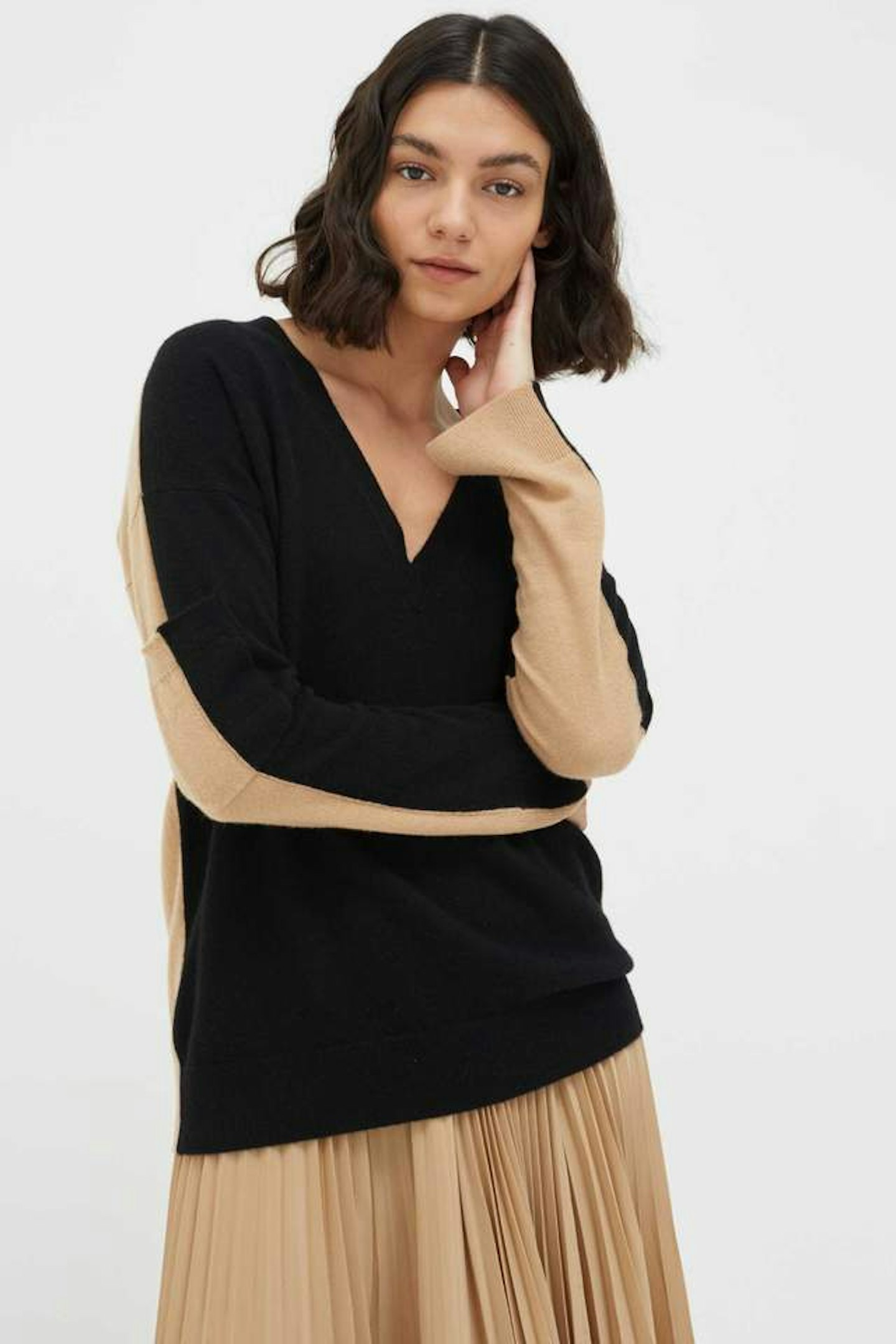 Chinti & Parker, Two-Tone Wool-Cashmere V-Neck Sweater, £295