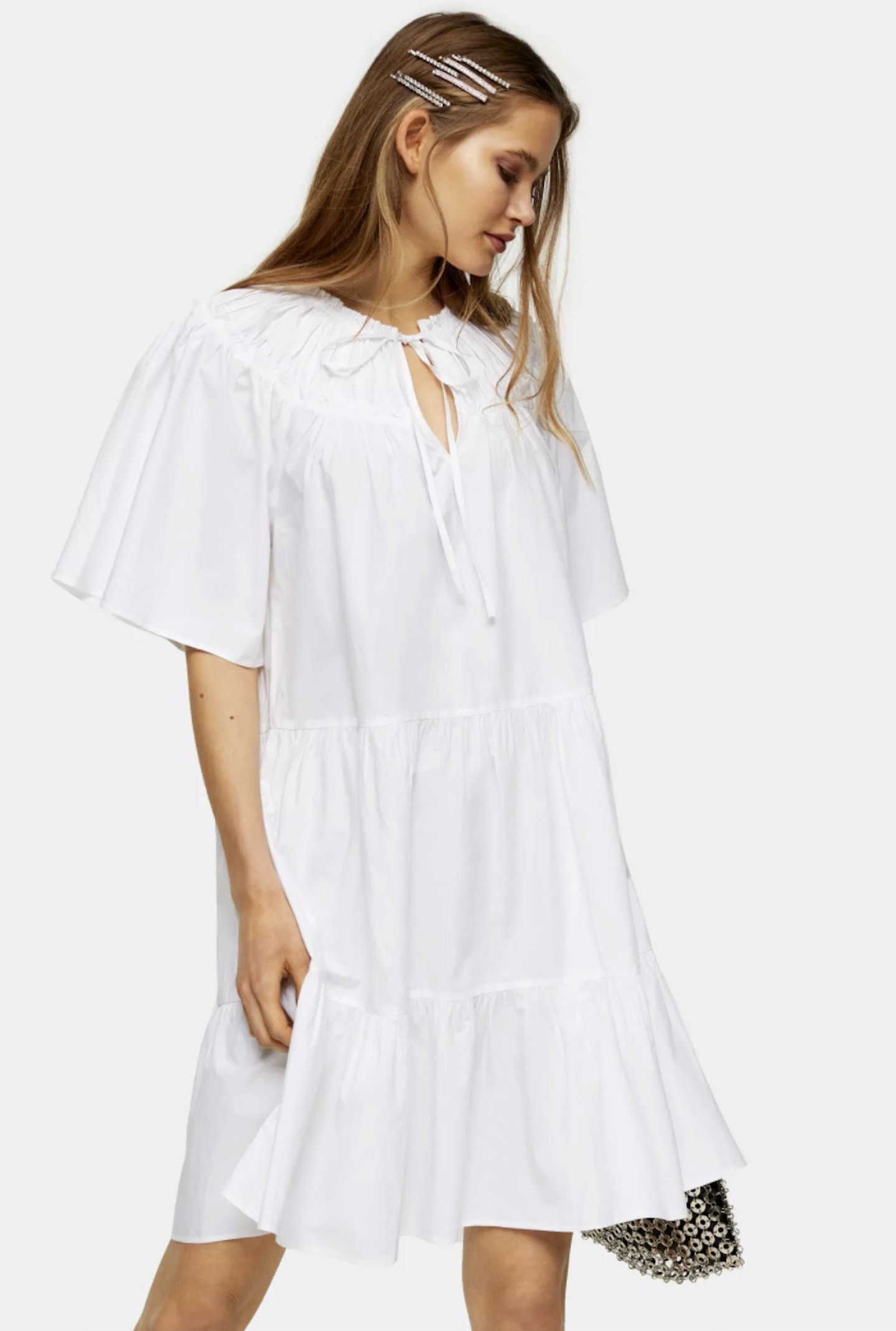 White Poplin Smock Mini Dress
