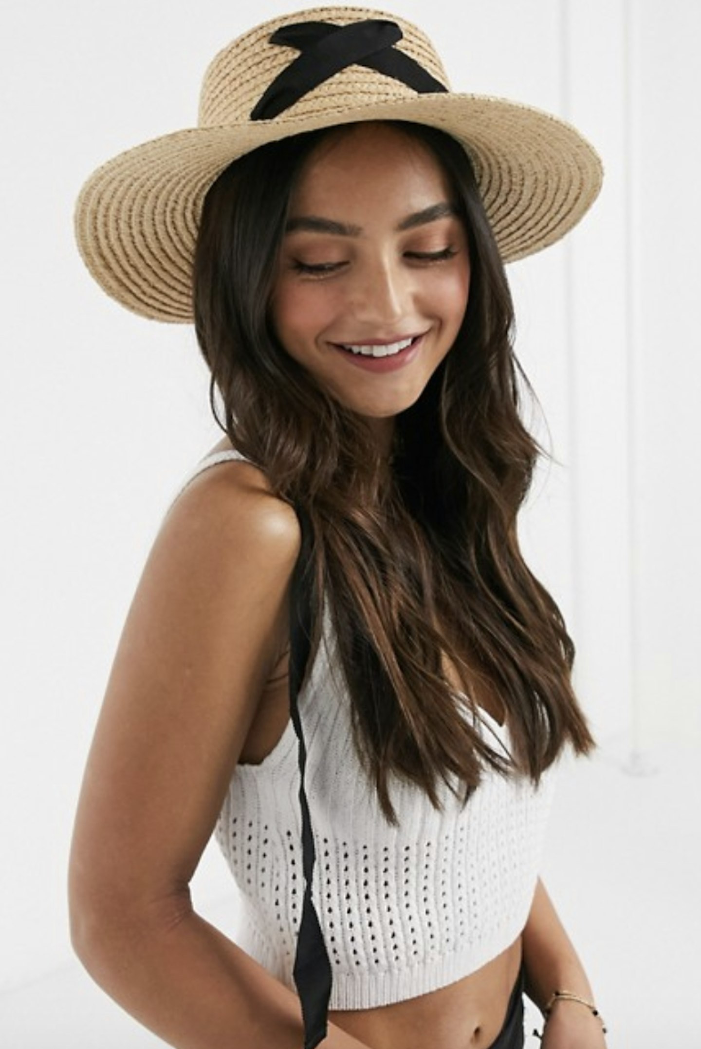 ASOS DESIGN natural straw boater hat