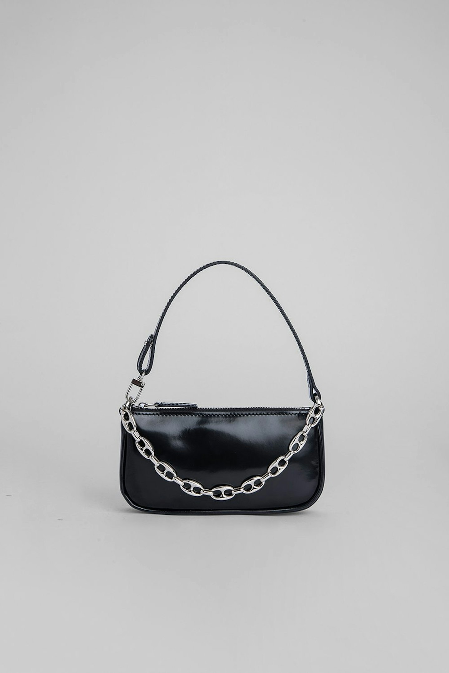 By Far, Mini Rachel Black Semi Patent Leather, £265