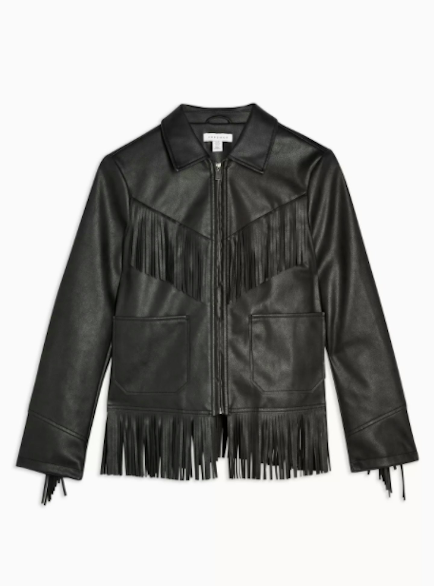 Topshop, Black Faux Leather Fringe Jacket, £42