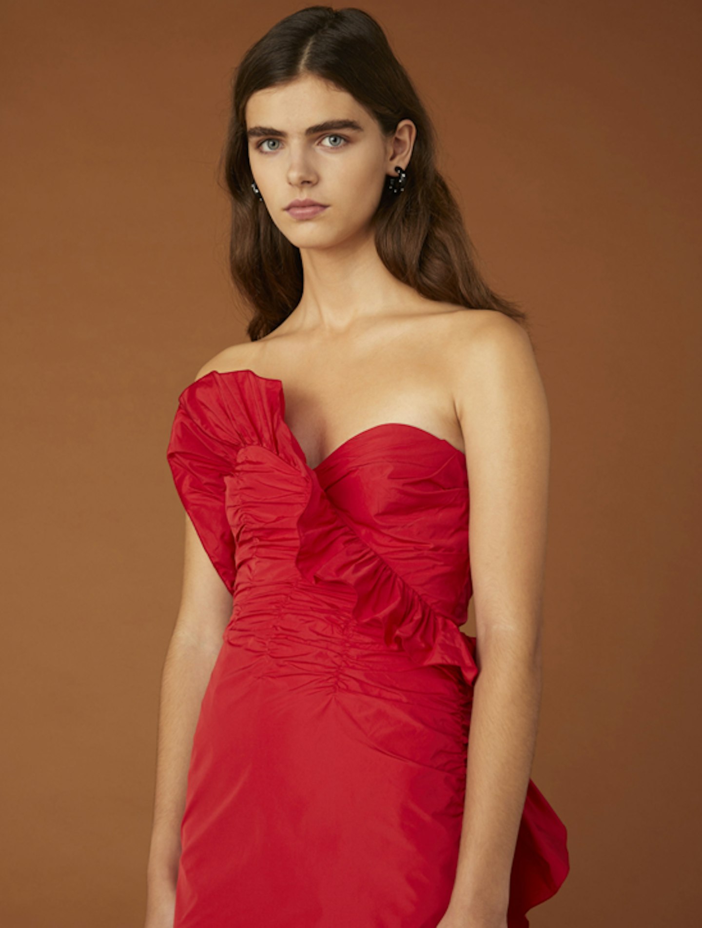 Alexachung, Red Ruched Strapless Dress, Was £555, Now £75