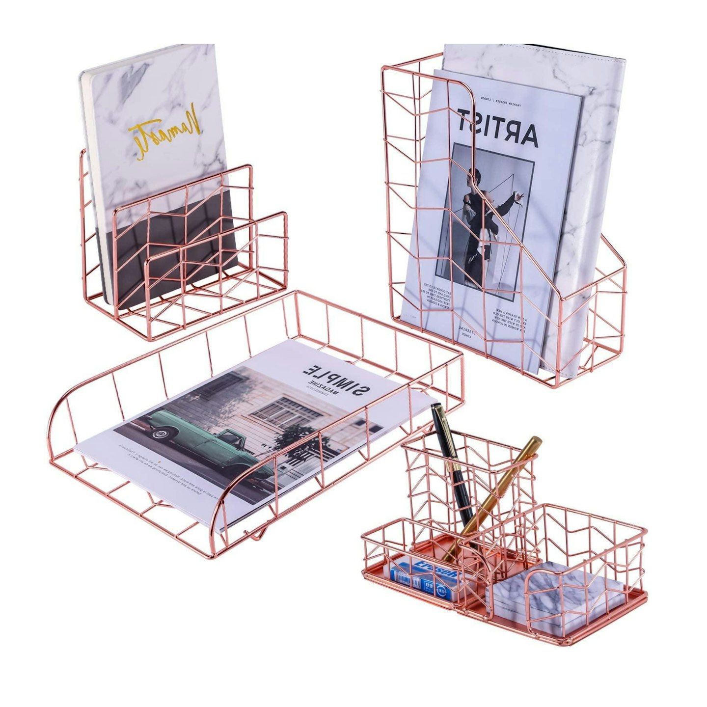 4 in 1 Decorative Desk Accessories Organiser Set