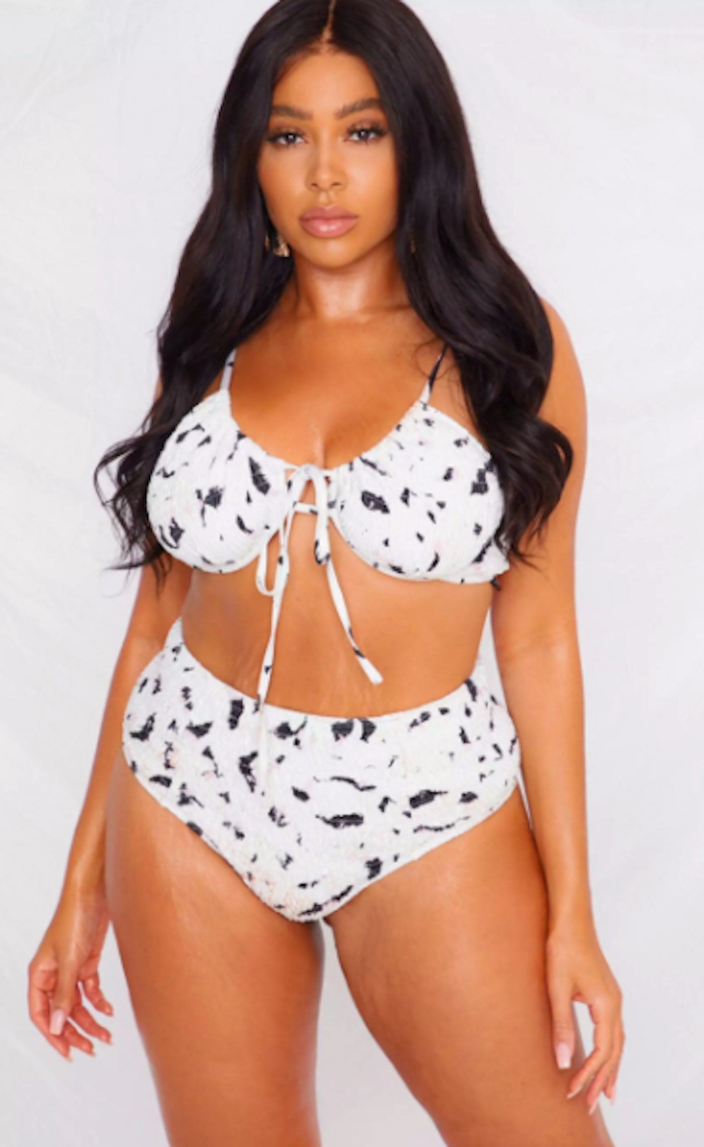 Plus size white leopard high waisted bikini bottoms