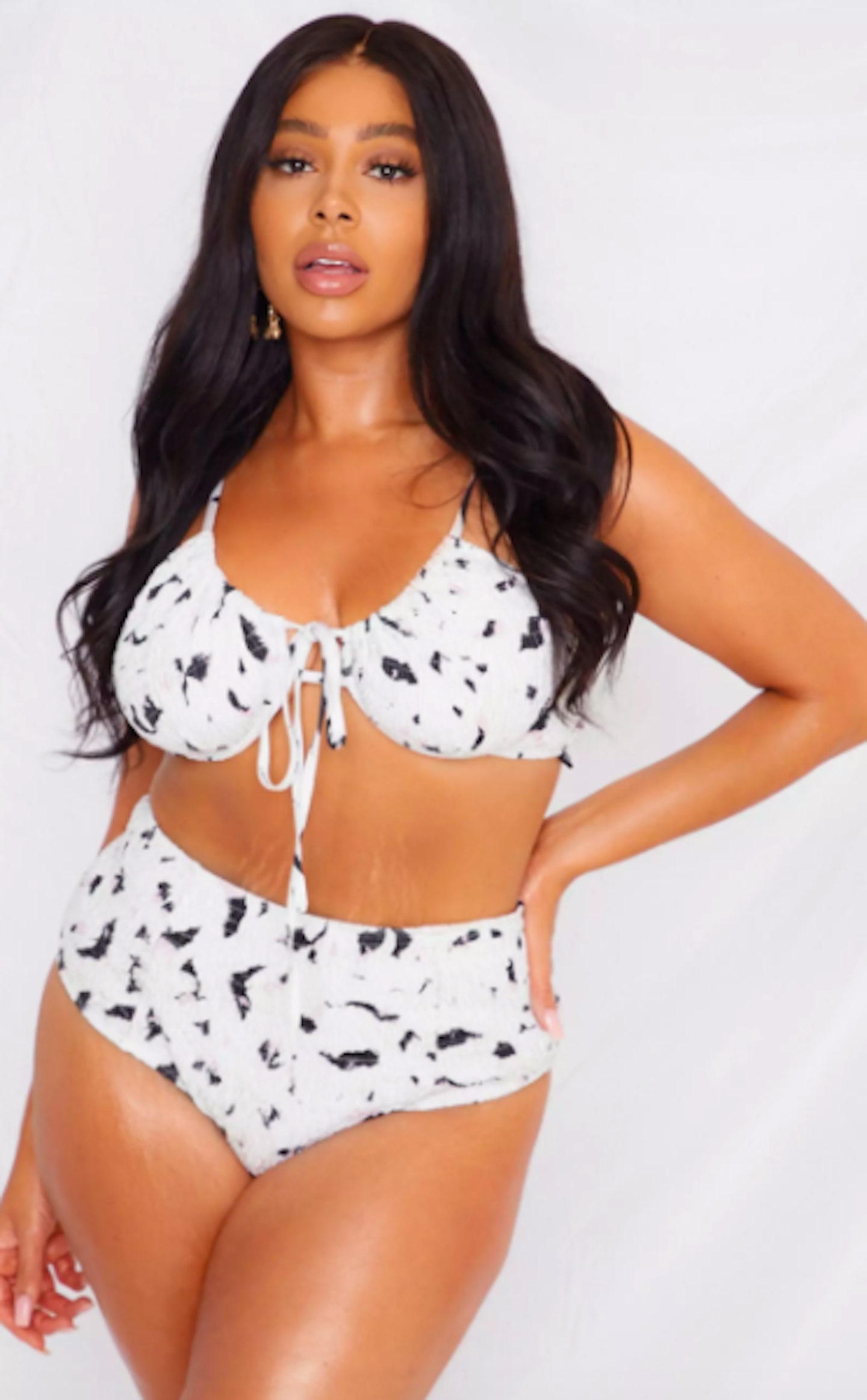 Plus size white leopard underwire bikini top