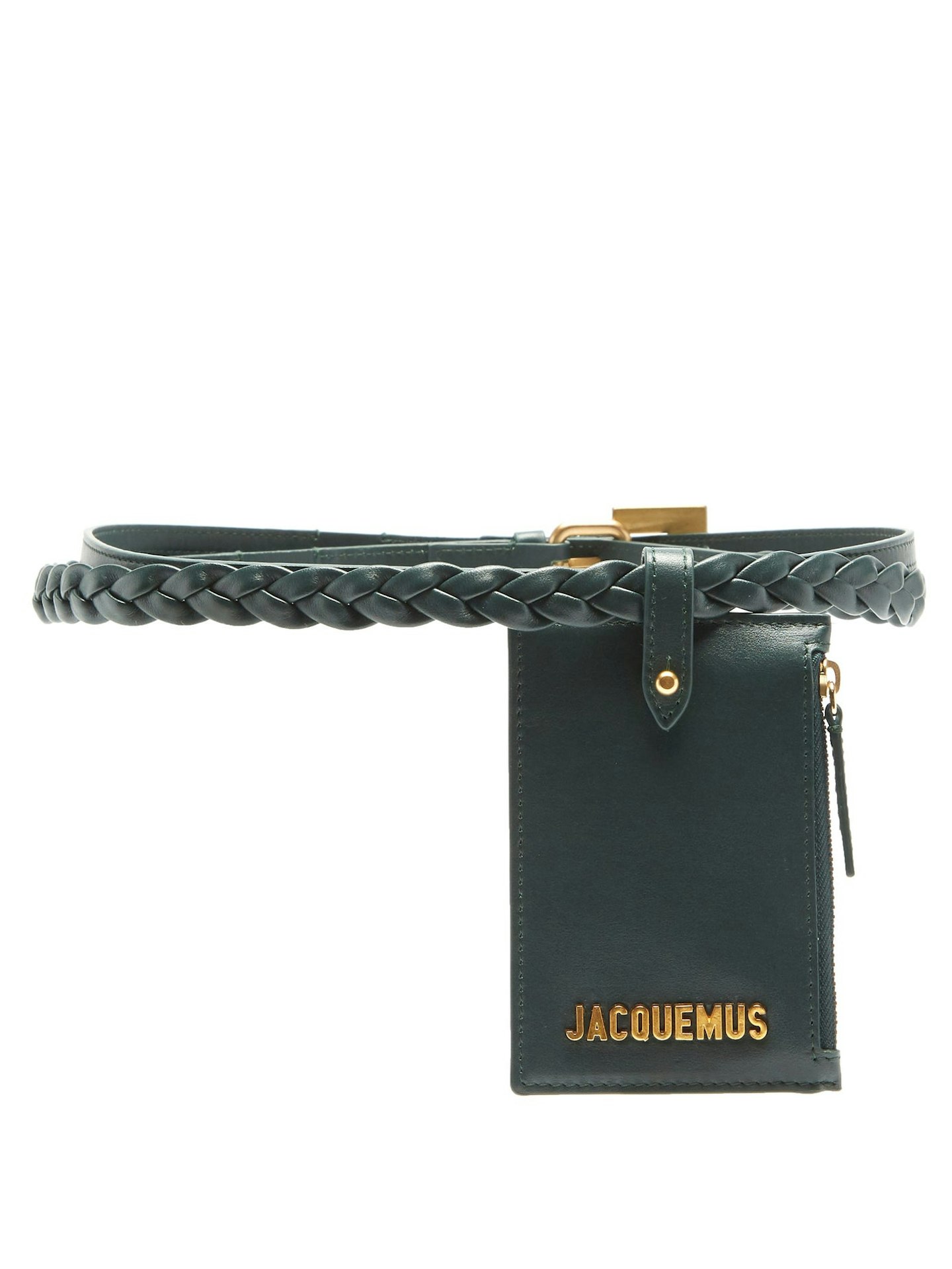 JACQUEMUS, Braided double-strap leather pouch belt, £205