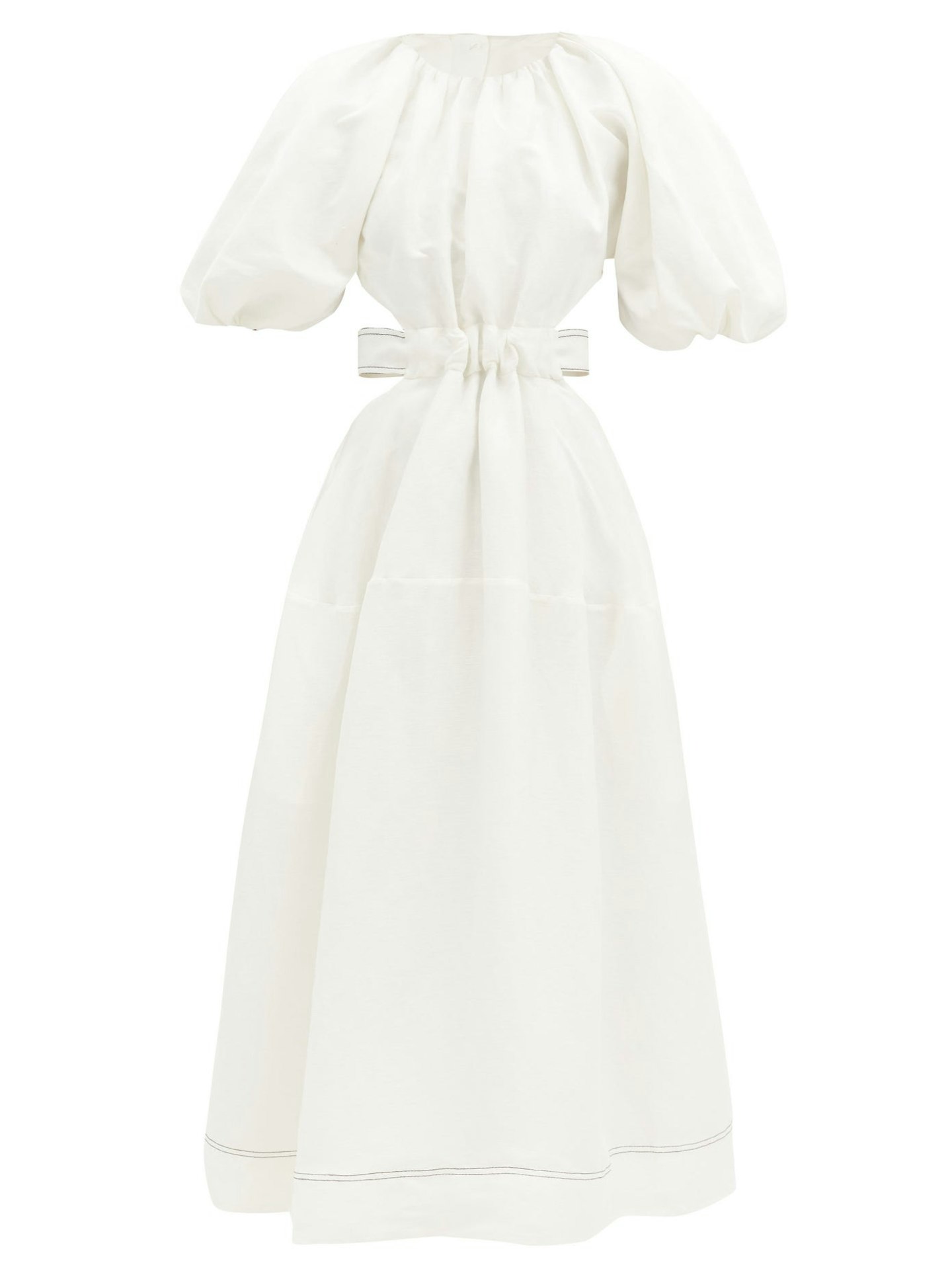 AJE, Mimosa puff-sleeved cutout linen-blend midi dress, £520