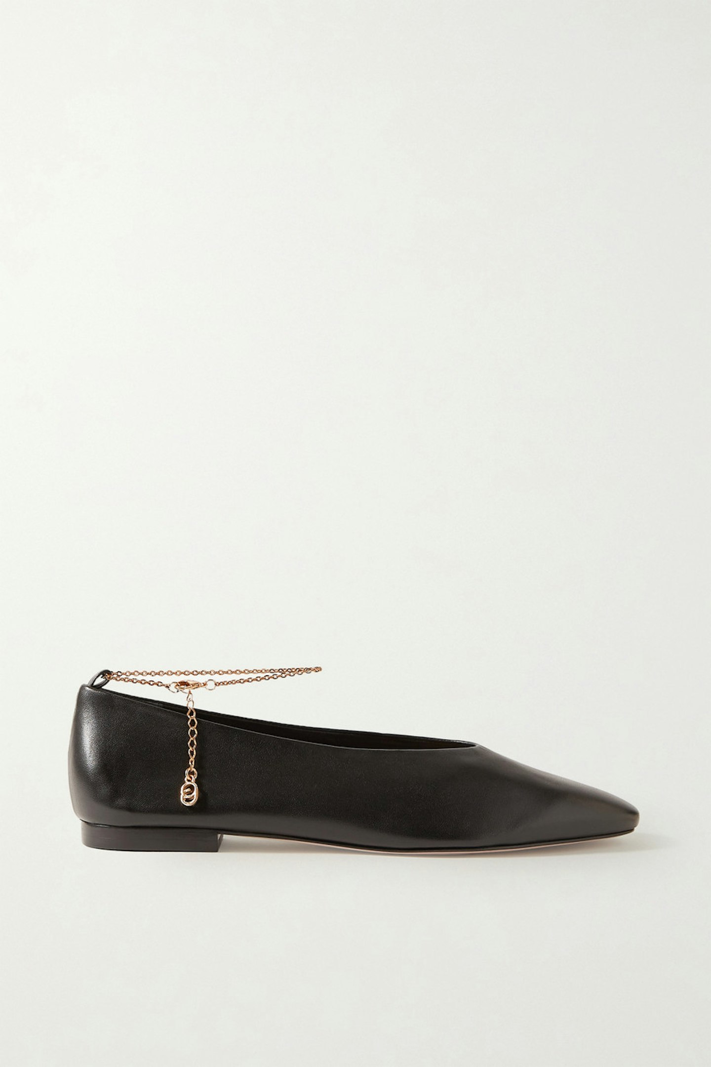 Porte & Paire, Chain-embellished leather ballet flats, £190