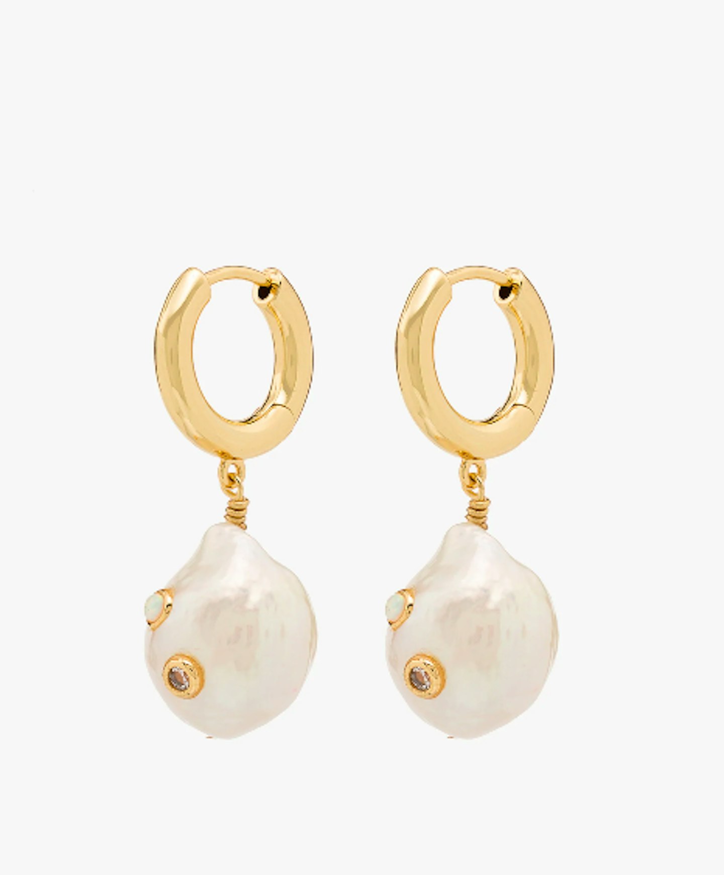 Cancer - Anni Lu, 18K Gold-Plated Gertrude Pearl Hoop Earrings, £210