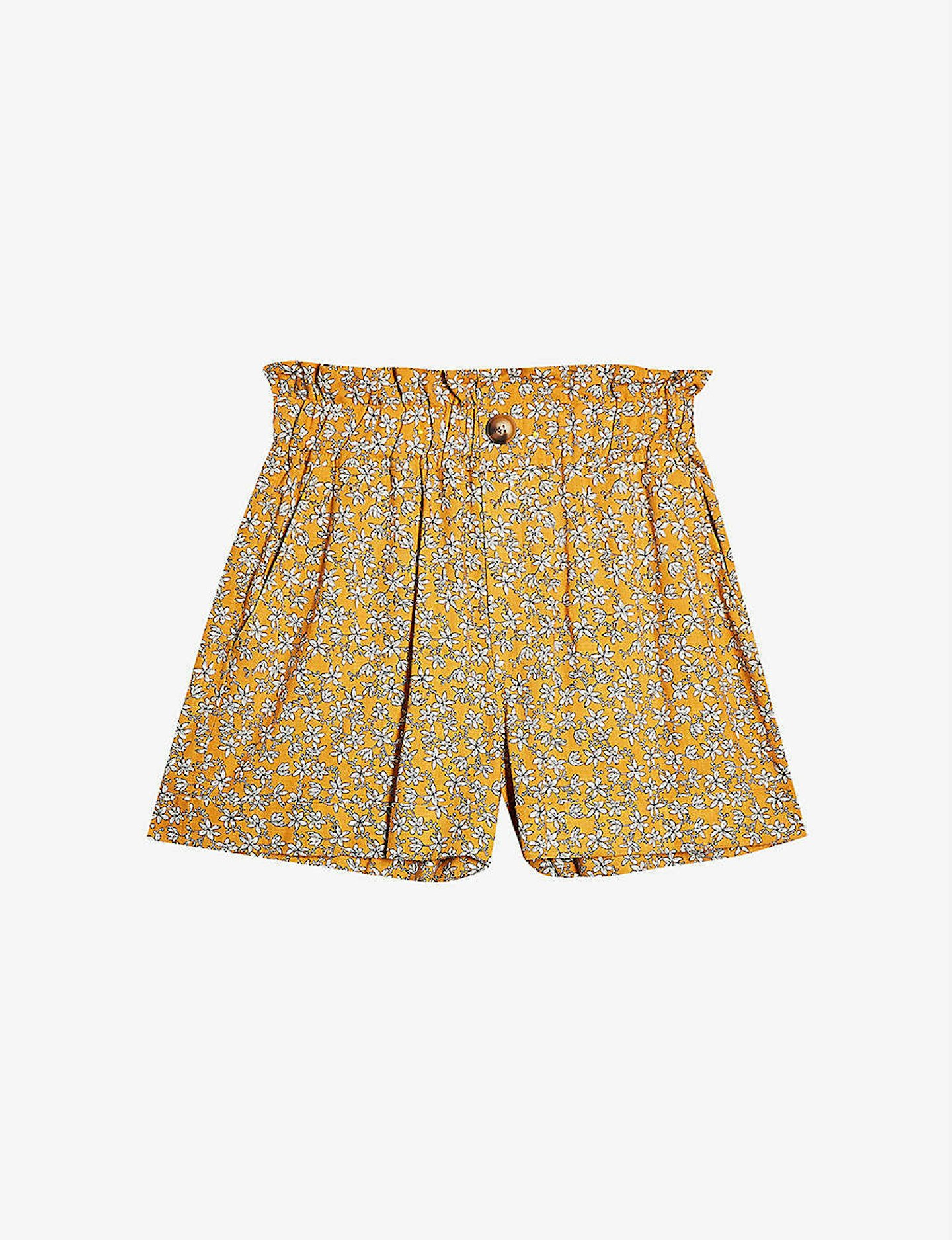 Topshop, Floral Paperbag Turn-Up Woven Shorts, £15