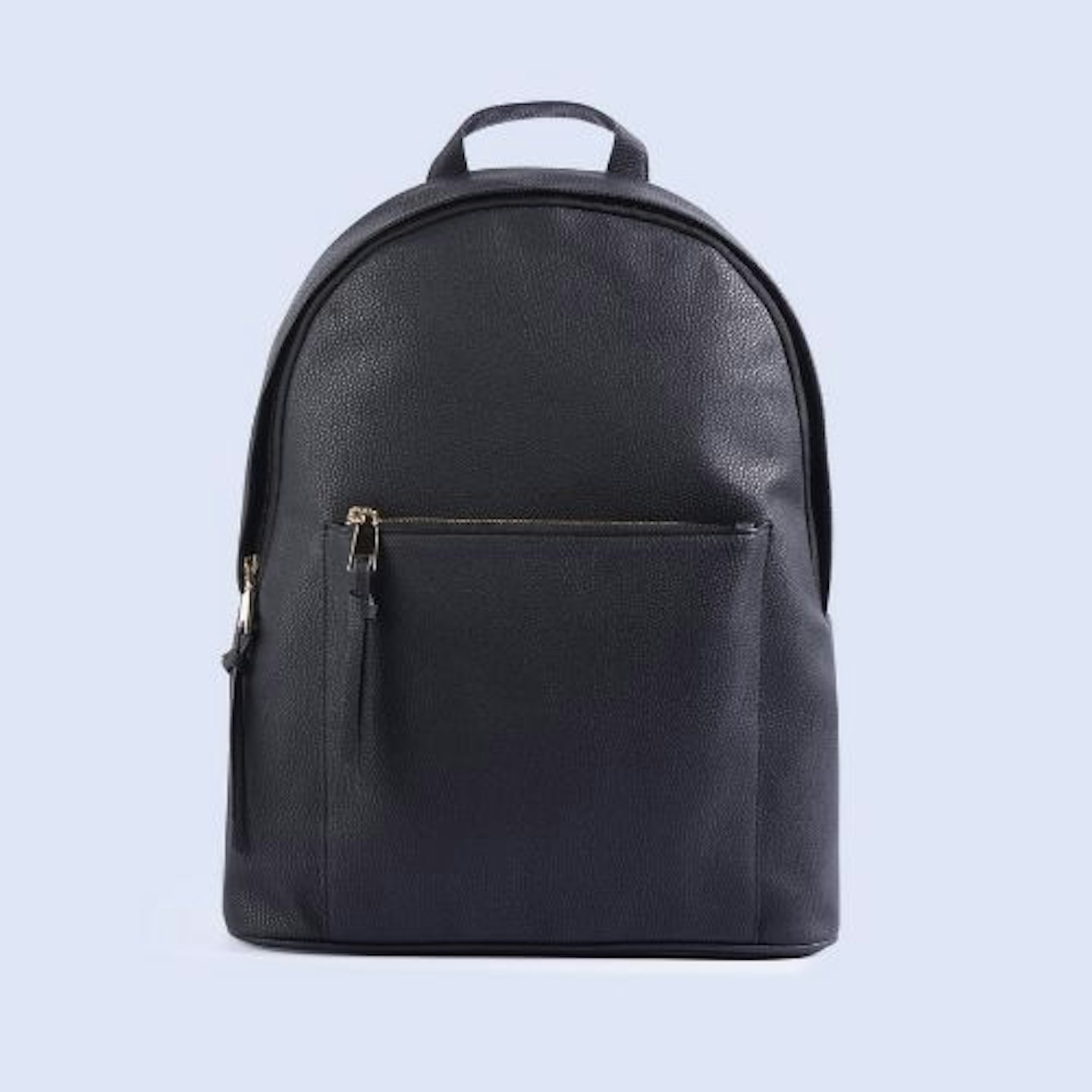 Black Leather-Look Zip Backpack