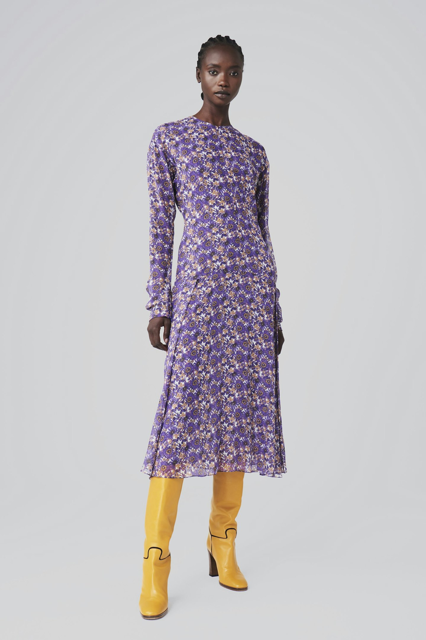 Victoria Beckham, Long-sleeved Panelled Midi Dress in Floral Print, £1,390