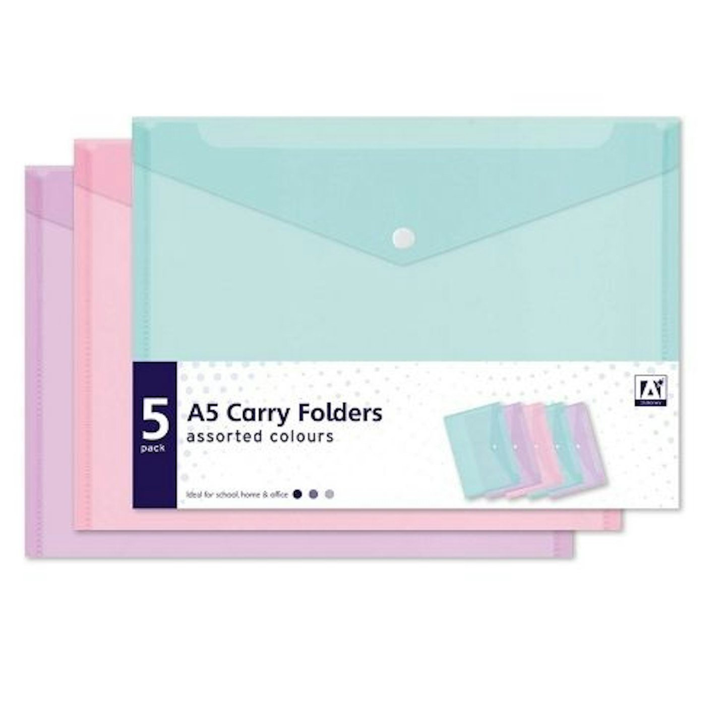 5 Assorted Pastel Colour A5 Document Stud Wallets