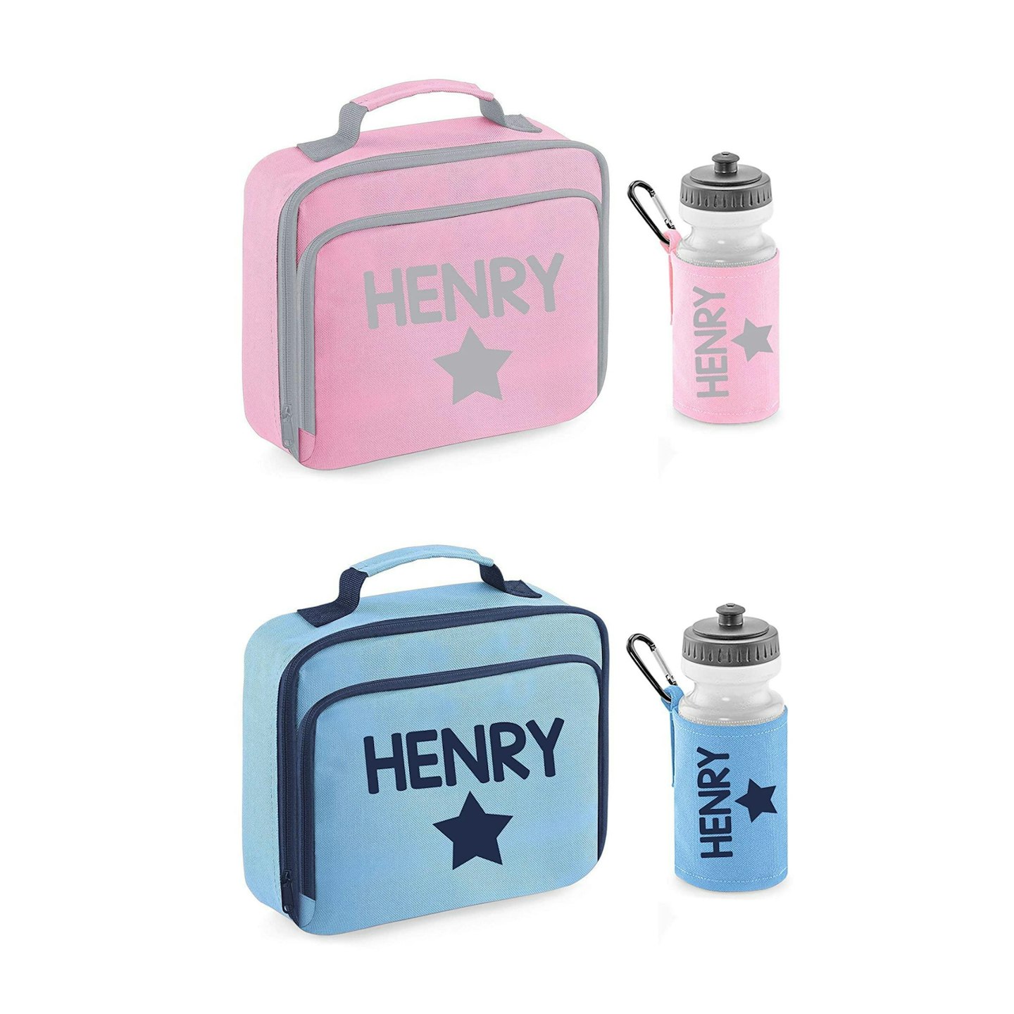 Personalised Name and Star Lunch Bag and Bottle