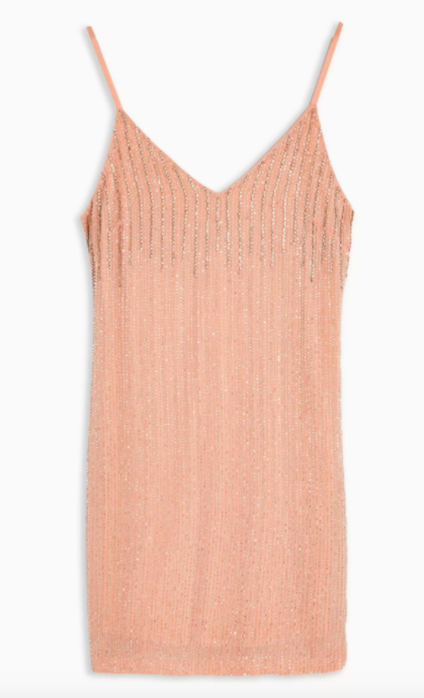Pastel Pink Beaded Mini Slip Dress