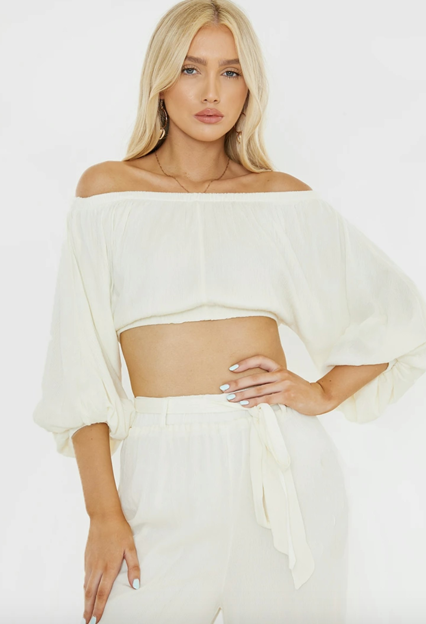 Lorna Luxe white 'avalon' cheesecloth bardot top