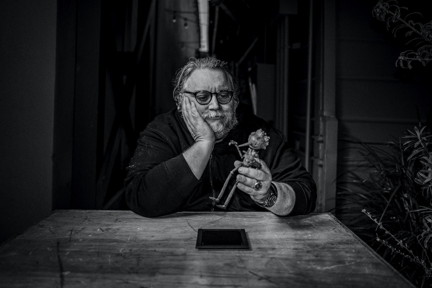 Guillermo del Toro with Pinocchio puppet