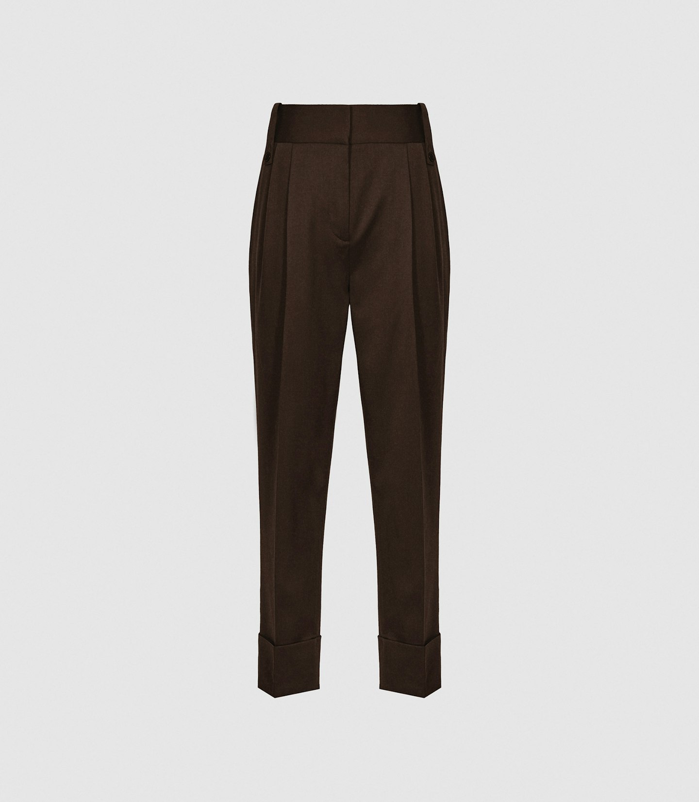 Reiss, Wool-Blend Pleat-Front Trousers Chocolate, £150