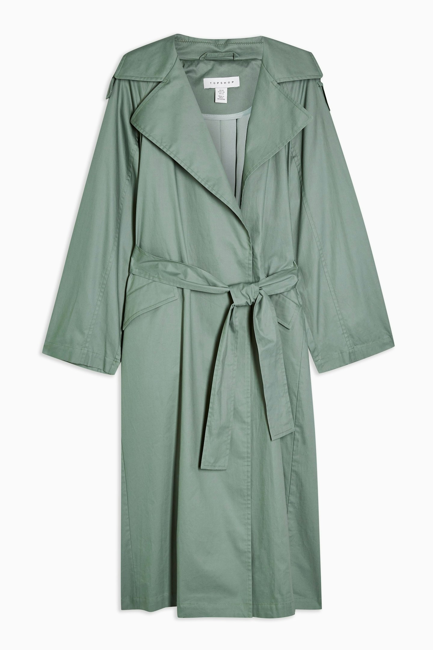 Topshop, Sage Pleated Back Trench, Was £79, Now £71.10