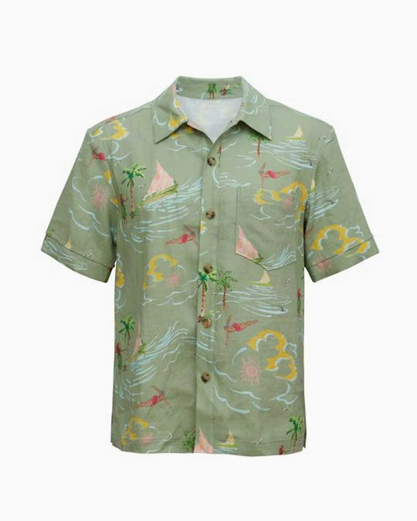 Rejina Pyo, Leo Shirt Linen Print Hawaiian Khaki - UNISEX, £295