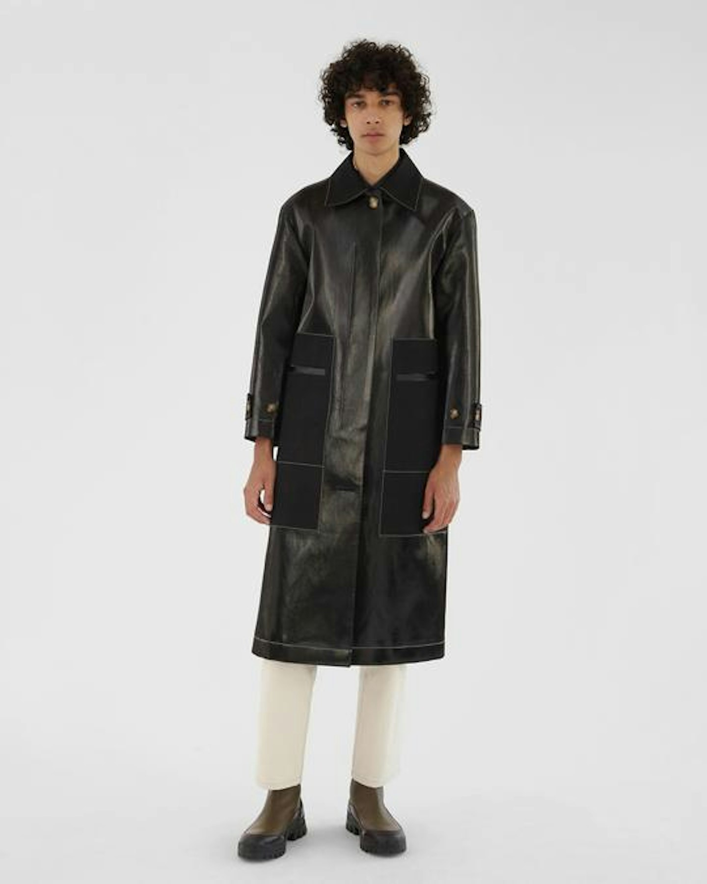 Rejina Pyo, Logan Coat Coated Shiny Twill Black, £750