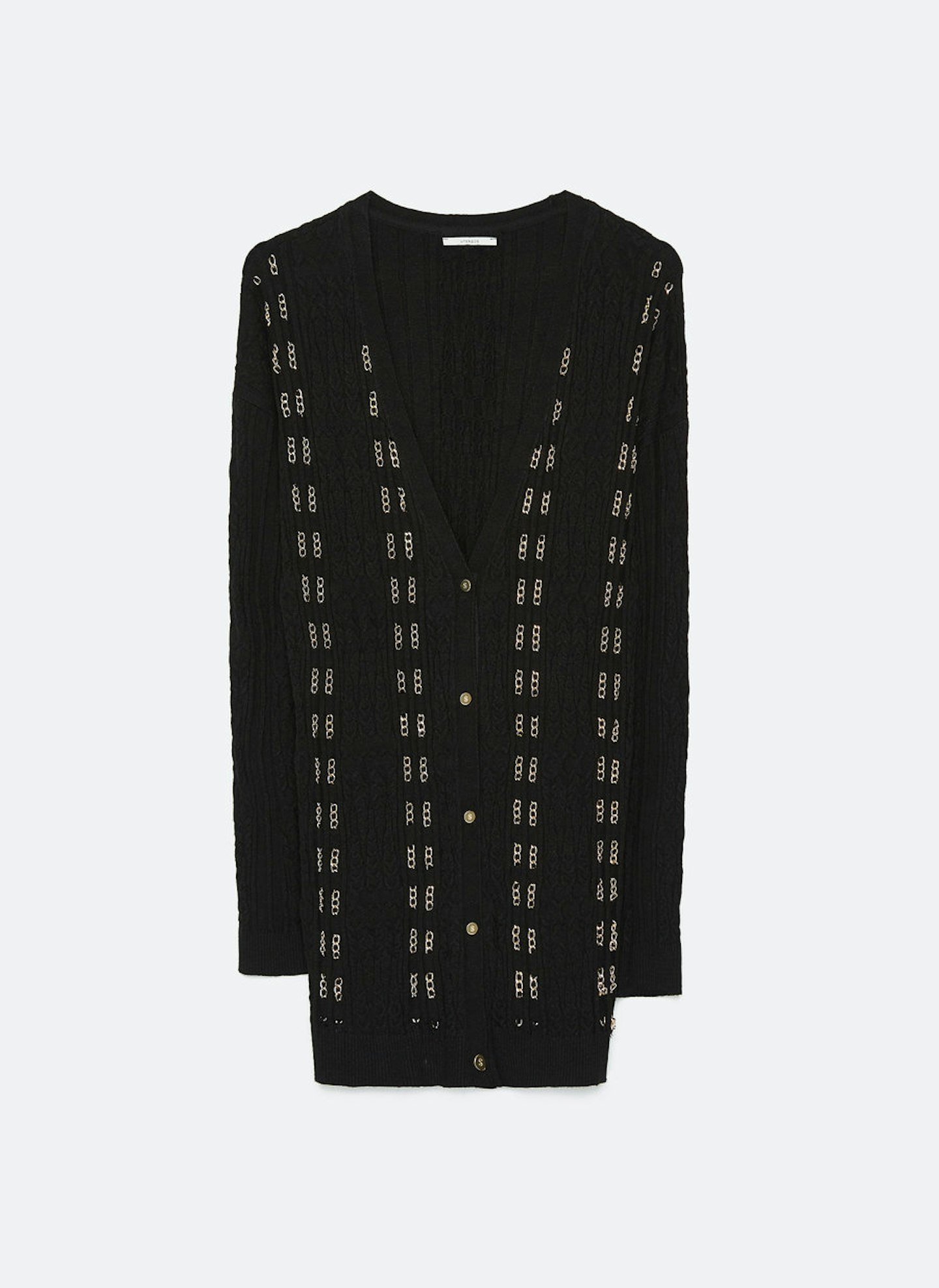 The Long Cardi – Uterqu00fce, Knit Cardigan With Chain Details, £130