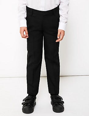 Boys Black Adjustable Waist Slim Leg School Trousers | New Look