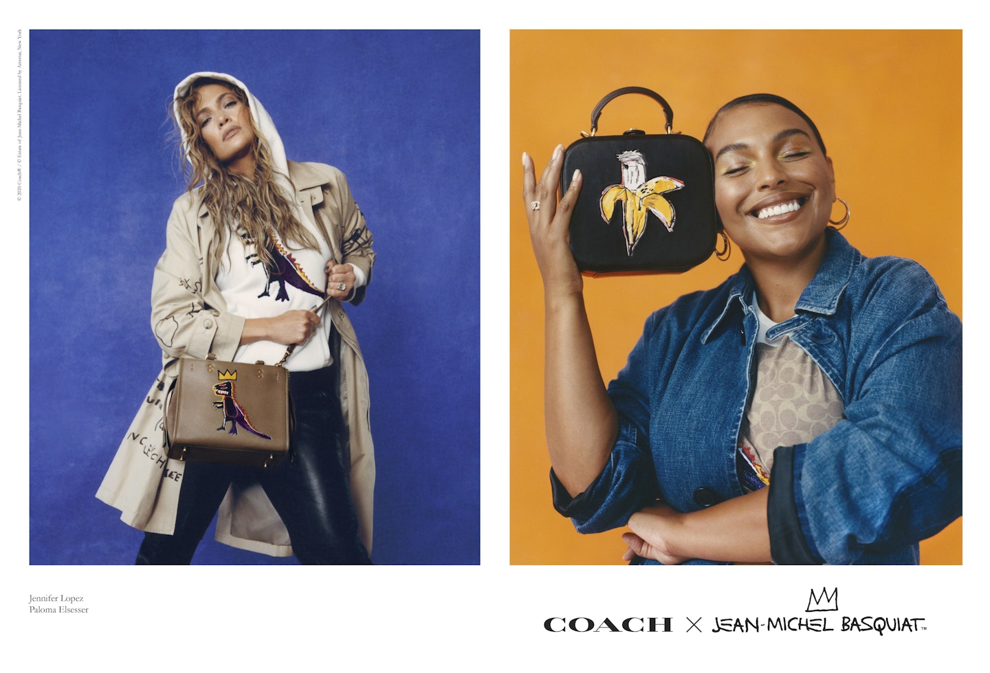 Jennifer Lopez and Paloma Elsesser in the Coach x Jean-Michel Basquiat campaign