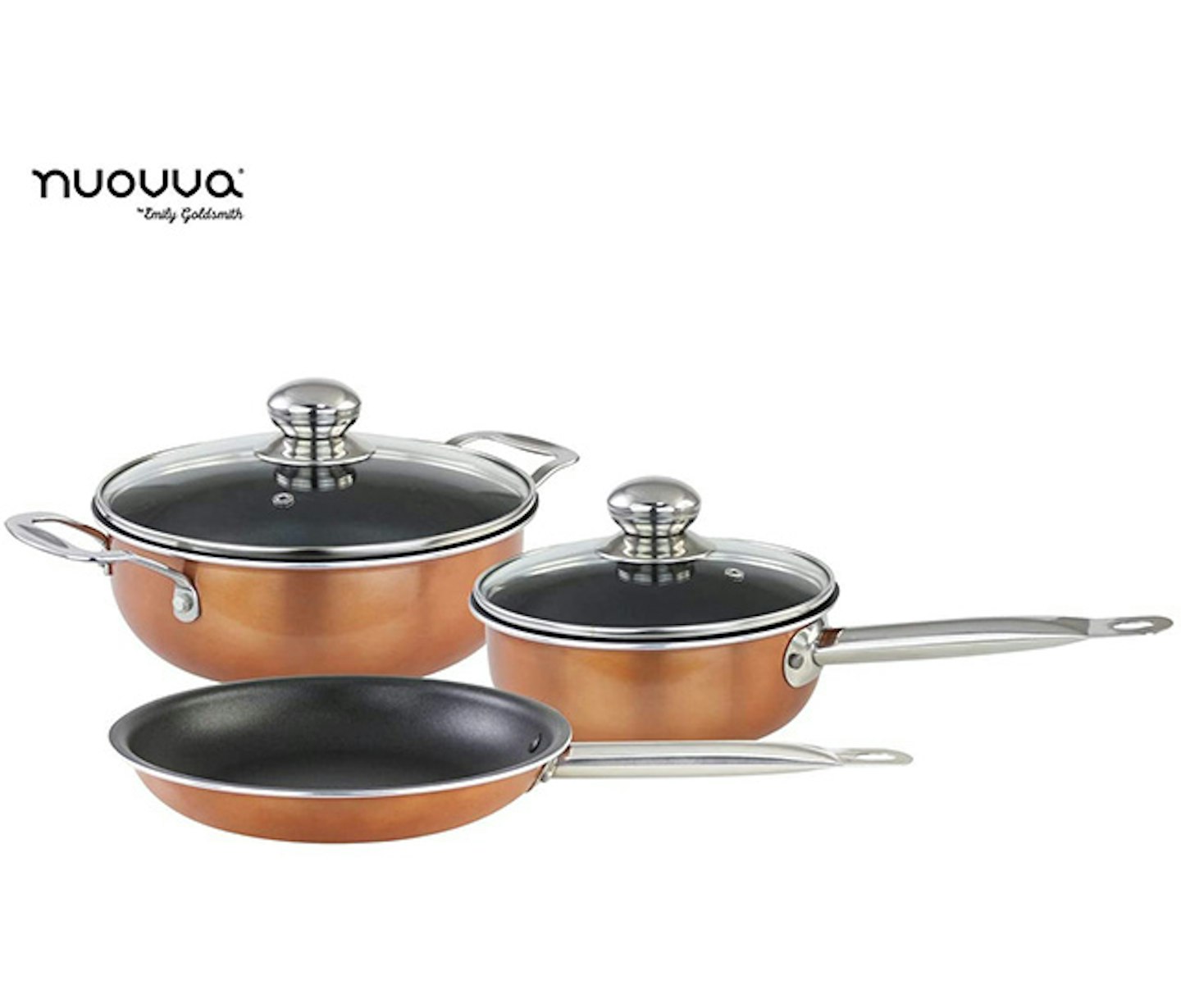 Dunelm Pro Copper Base 5 piece Cookware Set