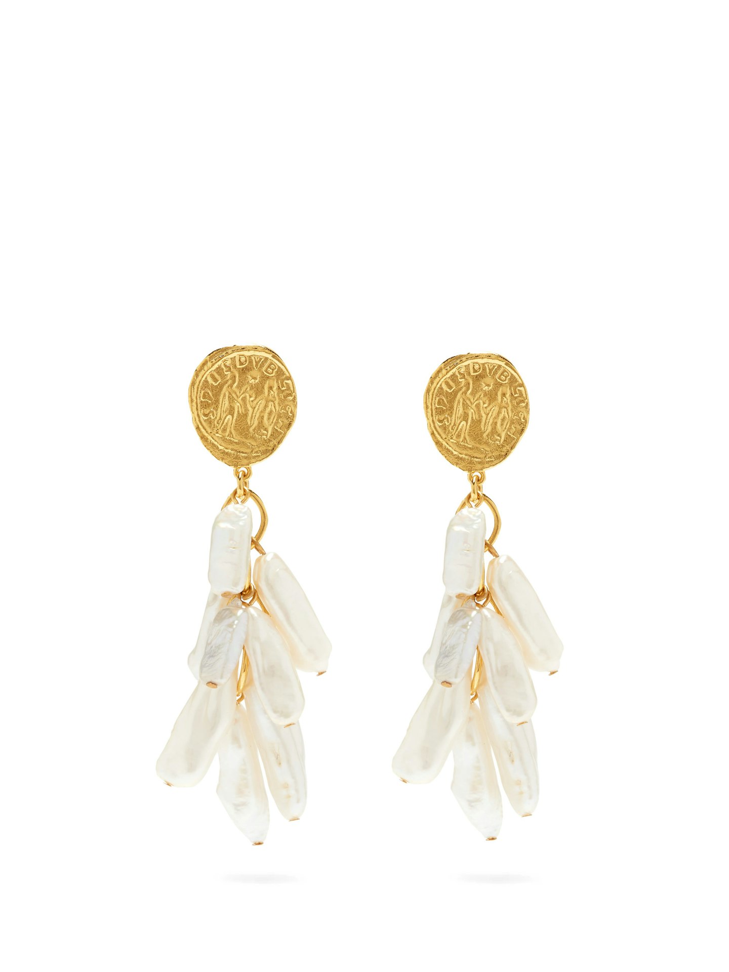 LIZZIE FORTUNATO, Roma freshwater-pearl gold-plated drop earrings, £275