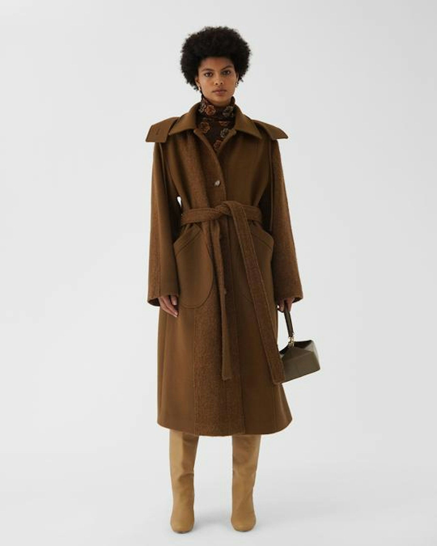 Rejina Pyo, Charlie Coat Wool Boucle Brown, £925