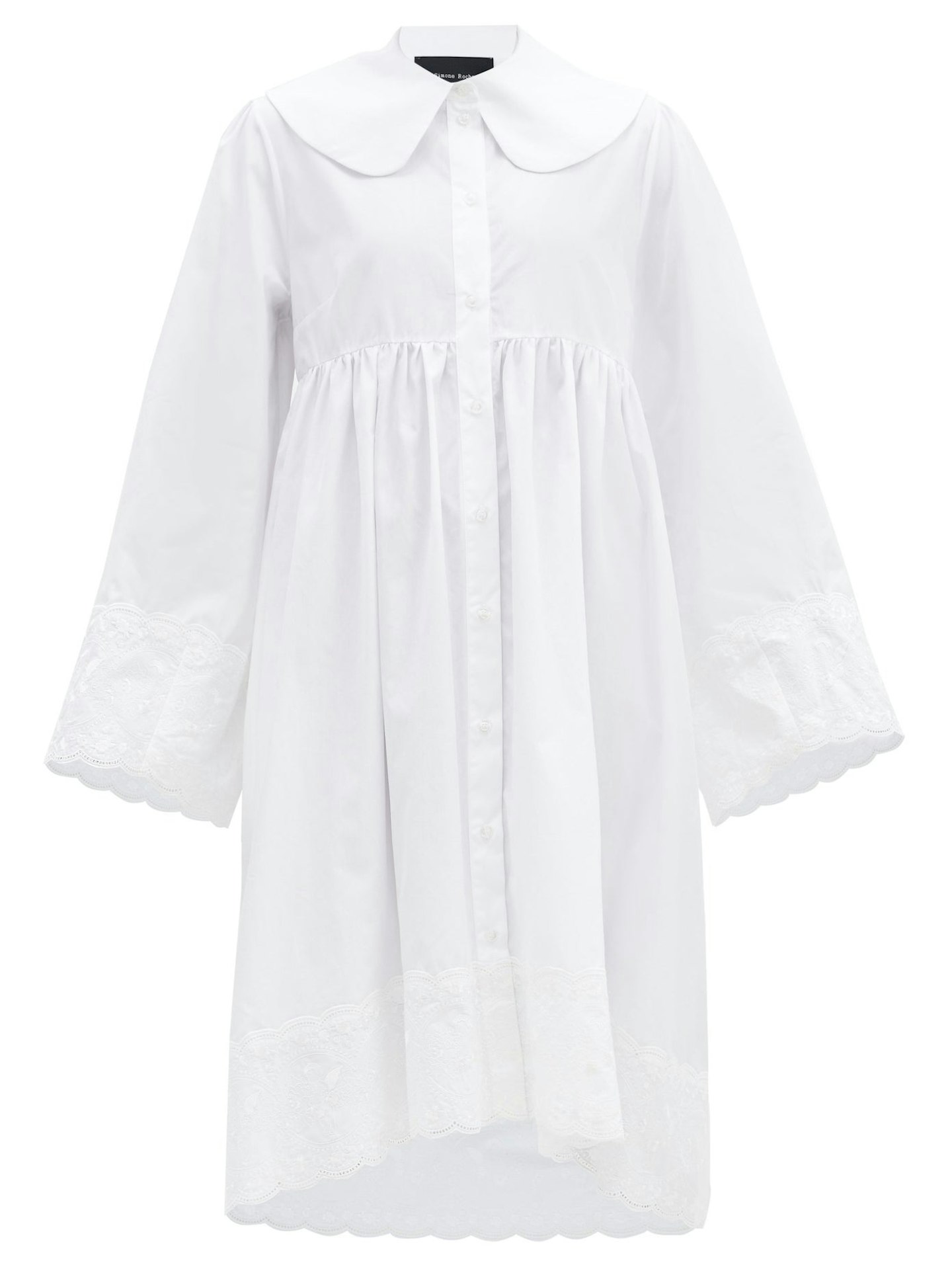 Simone Rocha, Floral-Embroidered Cotton-Poplin Shirt Dress, £695