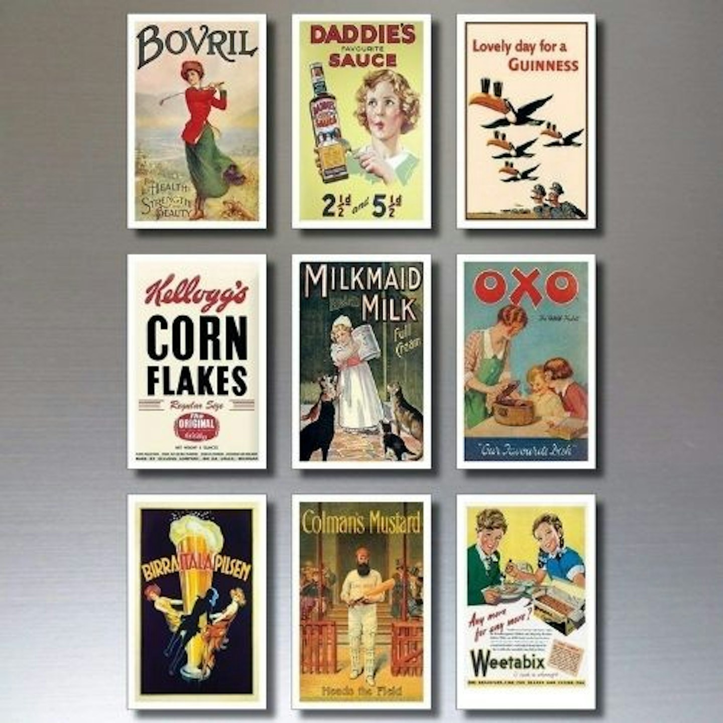 9 Vintage Retro Advert Poster flexible Fridge Magnets