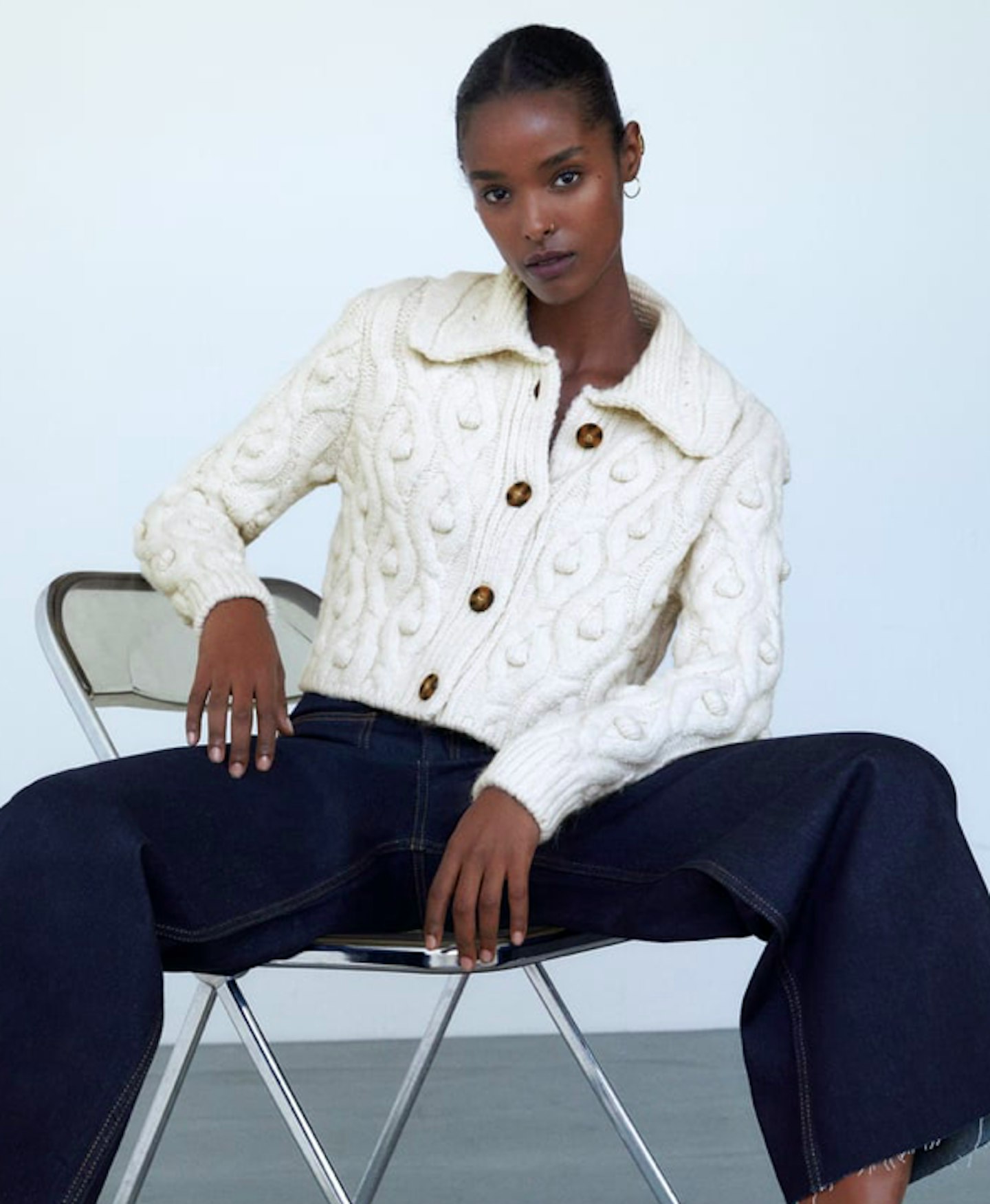 Zara, Knitted Cardigan With Pom-Pom, £29.99
