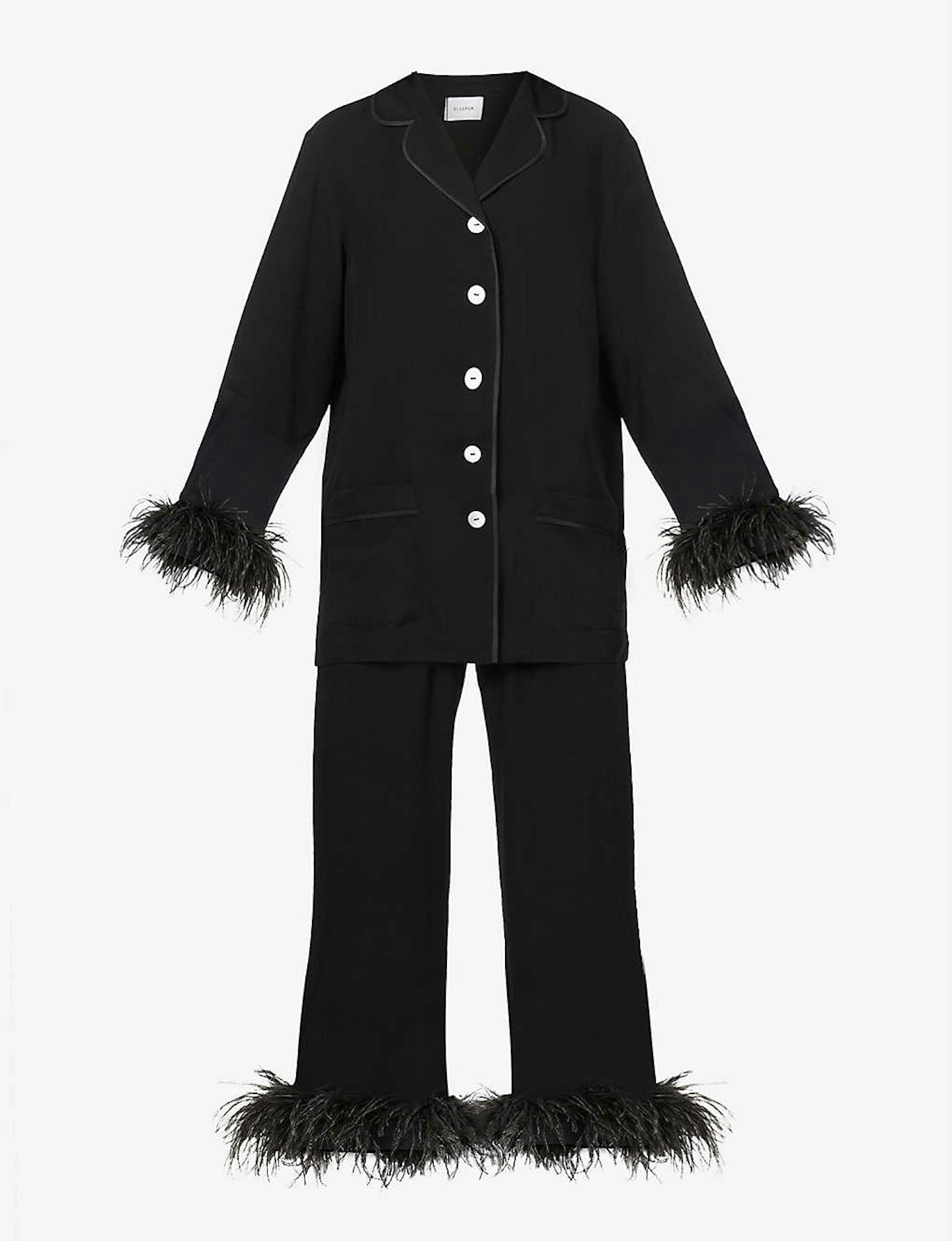 SLEEPER, Party feather-trim woven pyjama set, £255.00
