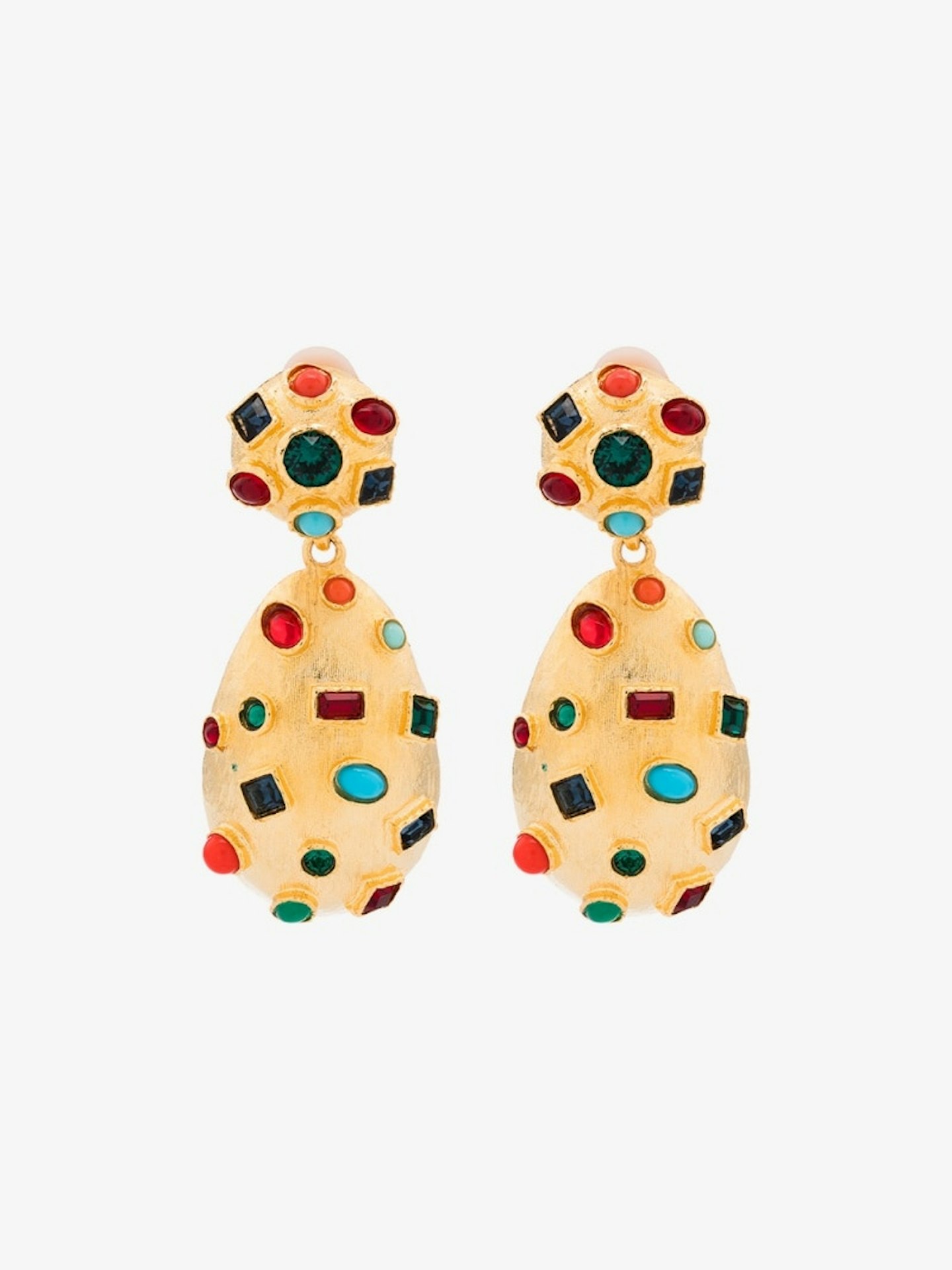 Kenneth Jay Lane, Gold Tone Crystal Clip Earrings, £215