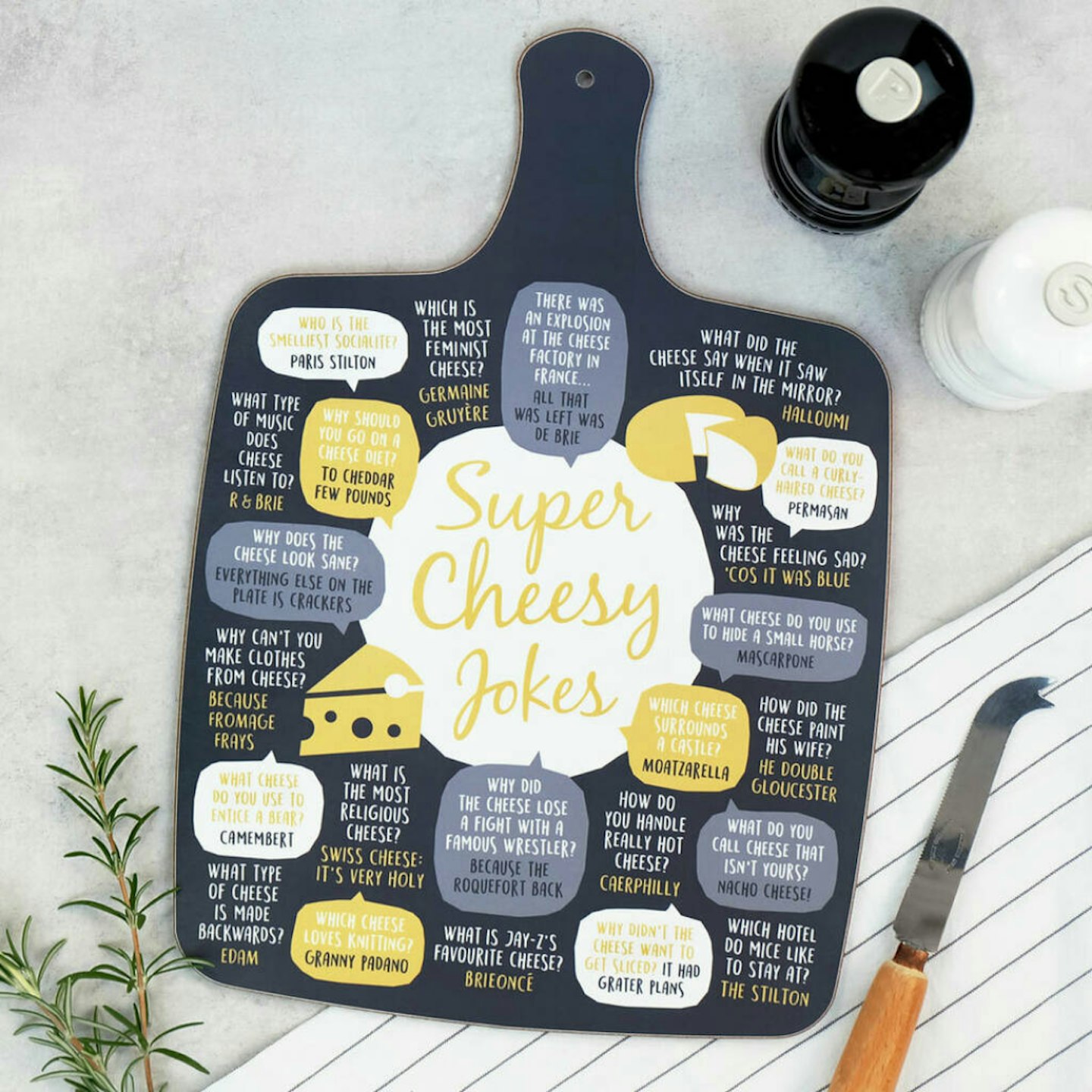Super Cheesy Jokes Cheese Board
