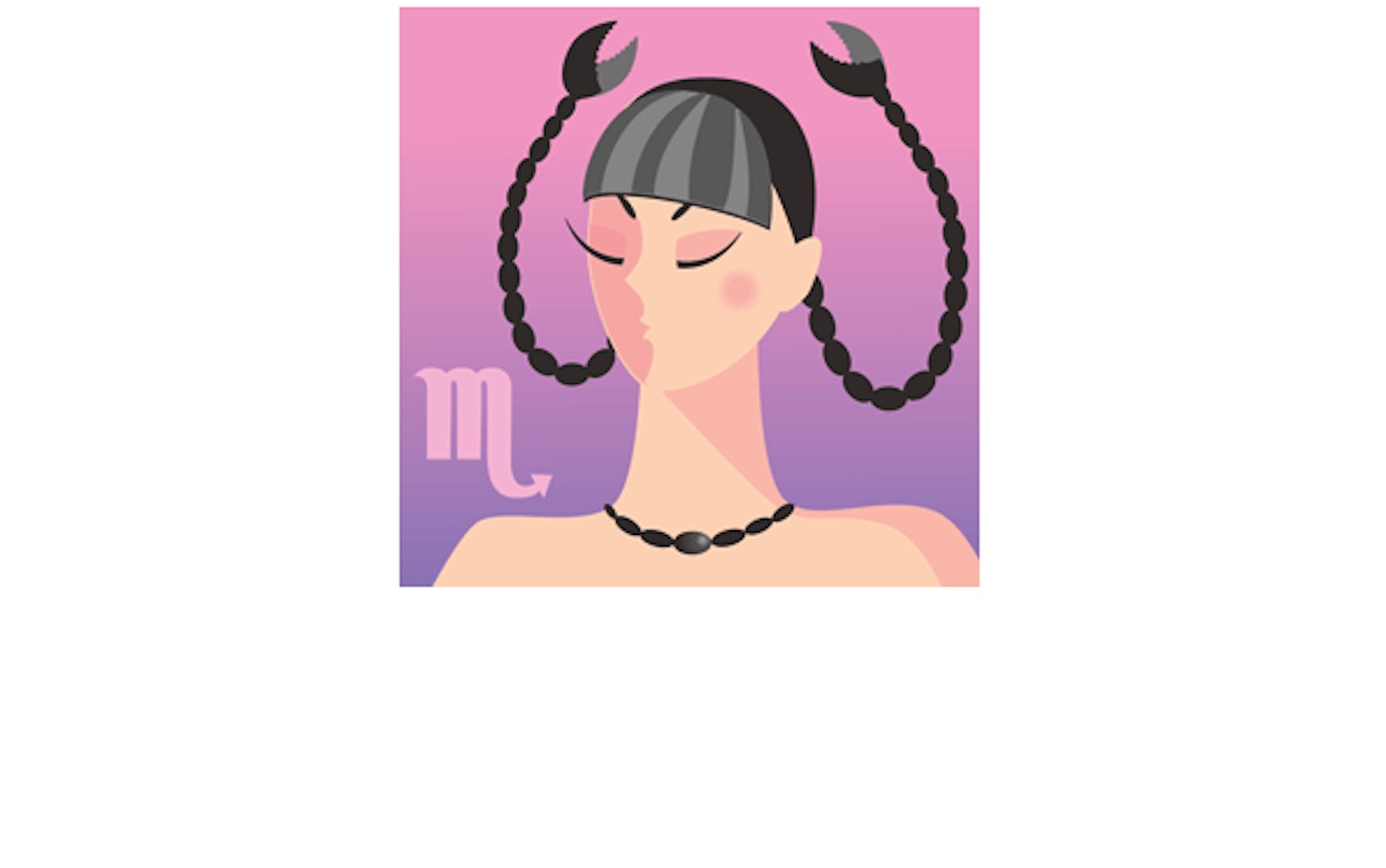 Illustration of woman with scorpion claws at the ends of her plaited hair